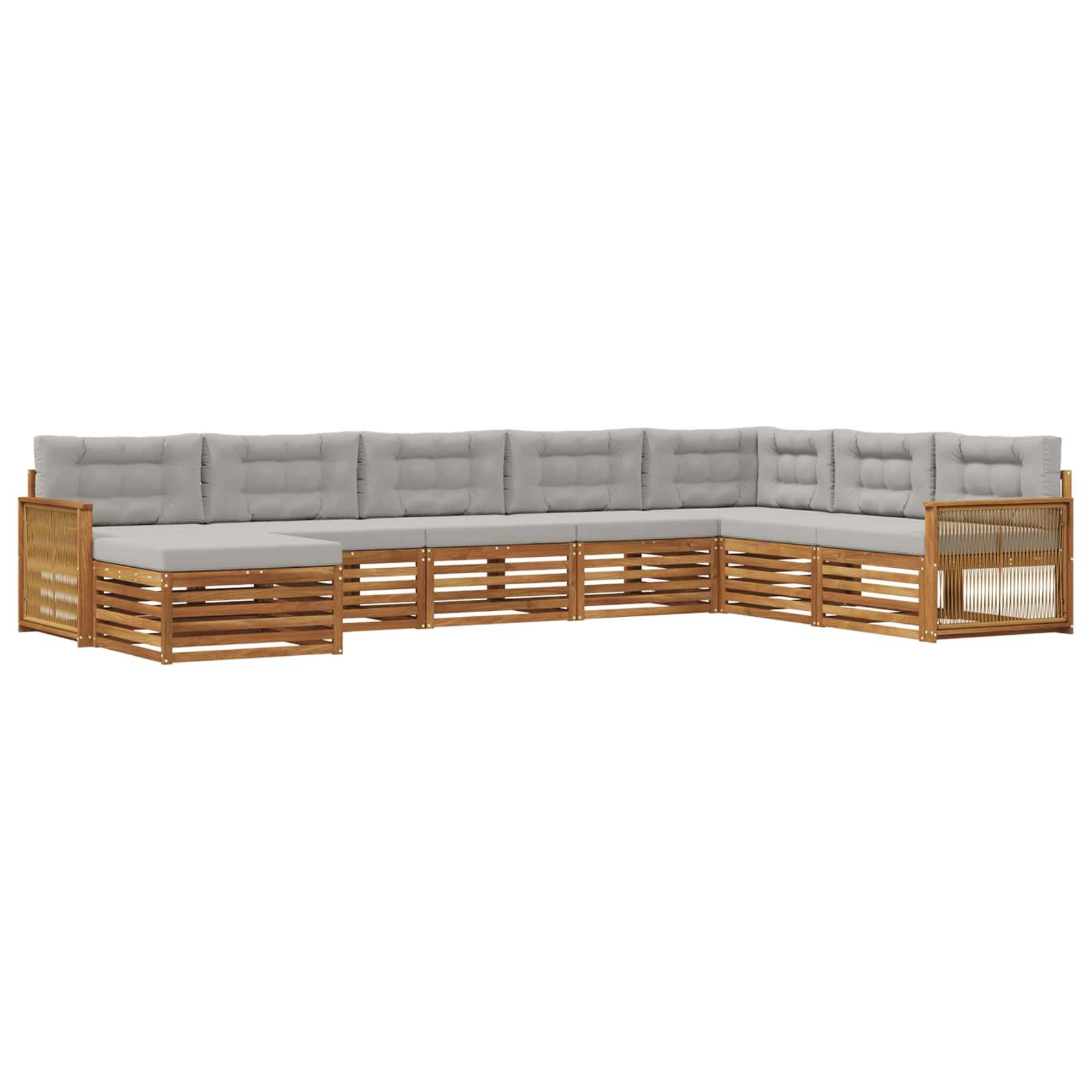 vidaXL Outdoor-Sofagarnitur mit Kissen 8 pcs Natürlich und Hellgrau