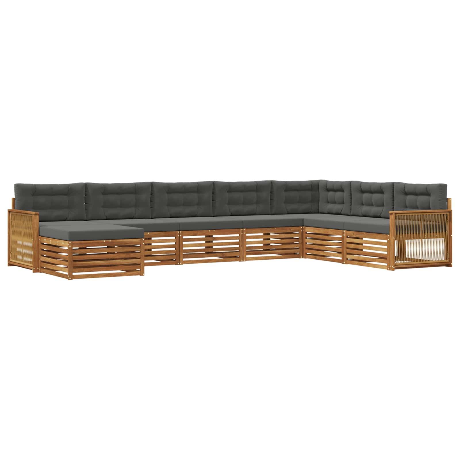vidaXL Outdoor-Sofagarnitur mit Kissen 8 pcs Natur und Anthrazit