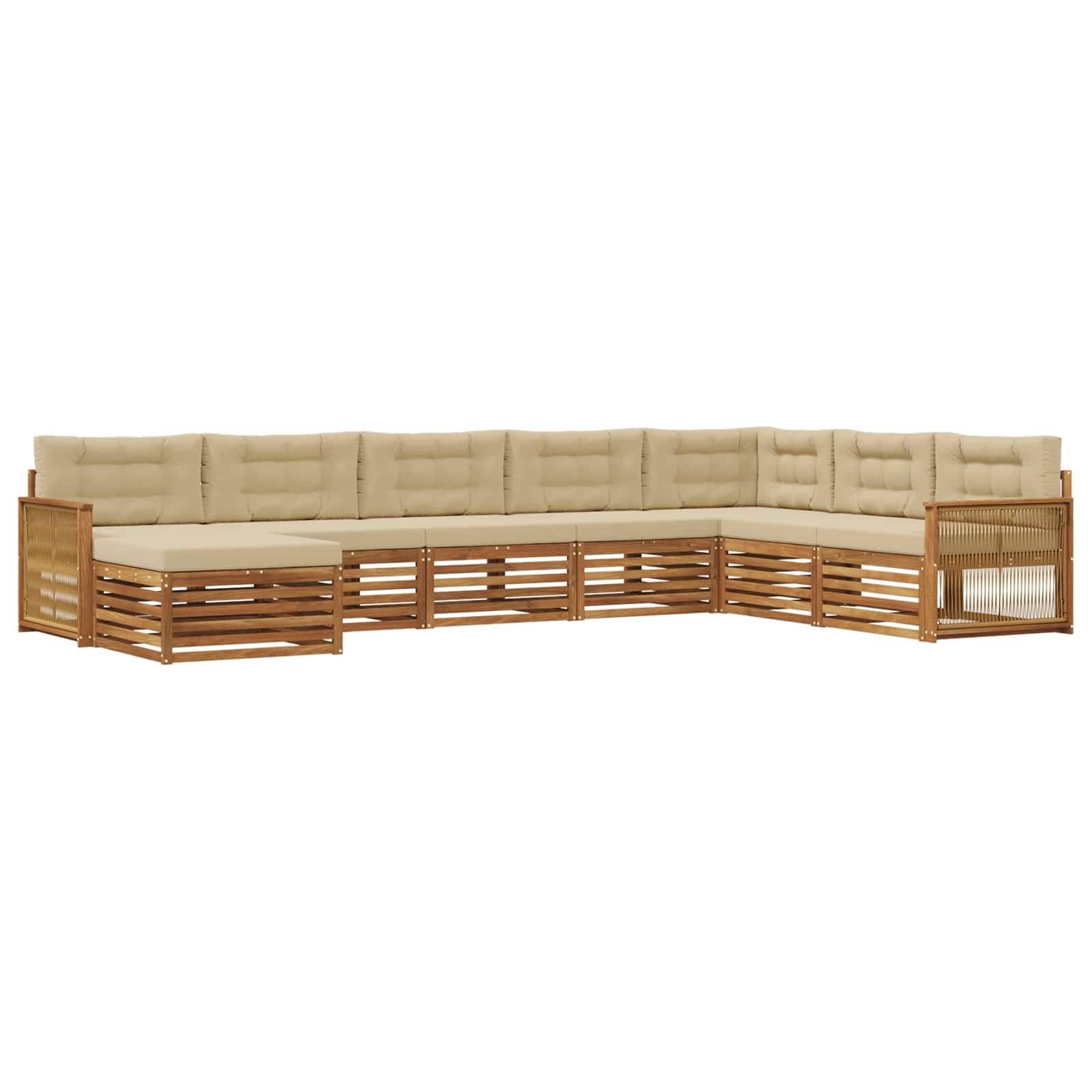 vidaXL Outdoor-Sofagarnitur mit Kissen 8 pcs Natur und Beige