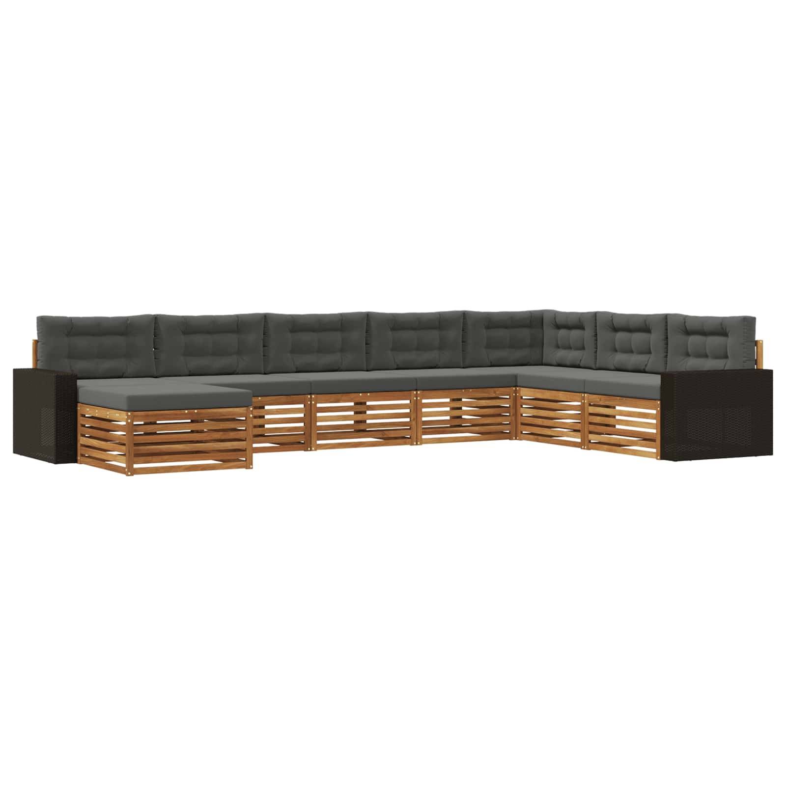 vidaXL Outdoor-Sofagarnitur mit Kissen 8 pcs Natur und Anthrazit