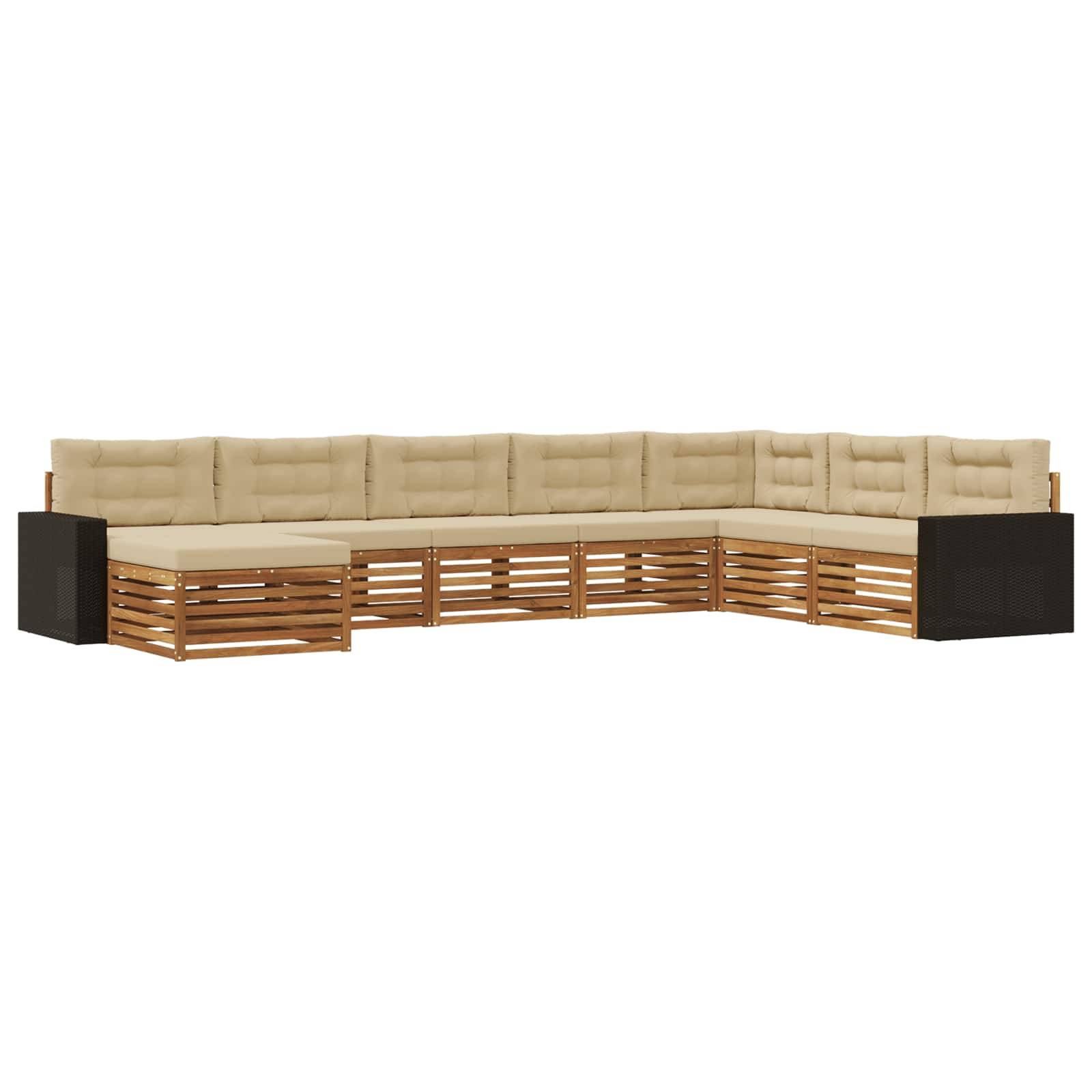 vidaXL Outdoor-Sofagarnitur mit Kissen 8 pcs Natur und Beige