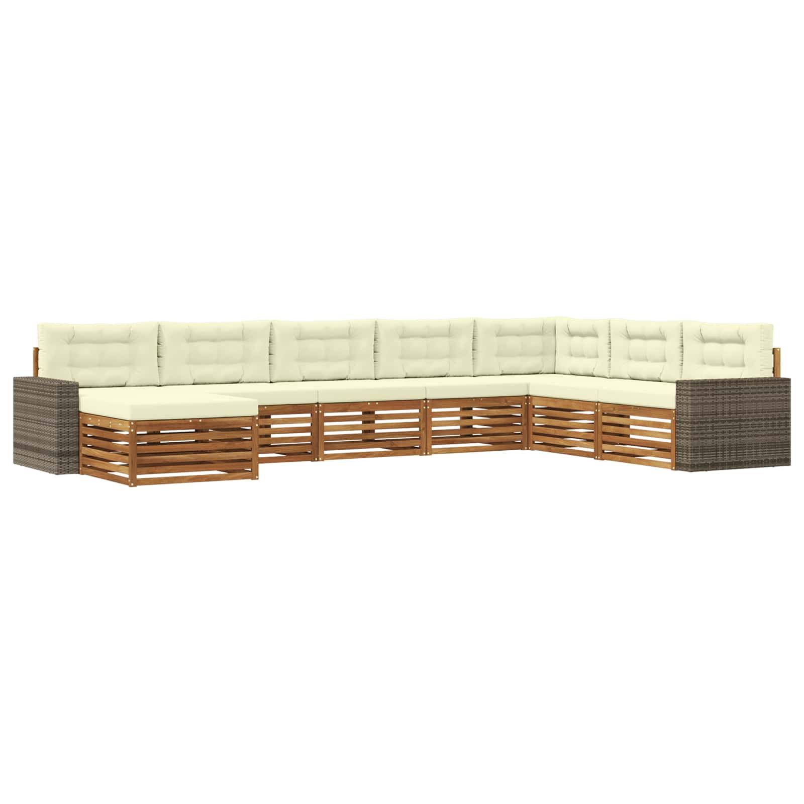 vidaXL Outdoor-Sofagarnitur mit Kissen 8 pcs Natur und Creme
