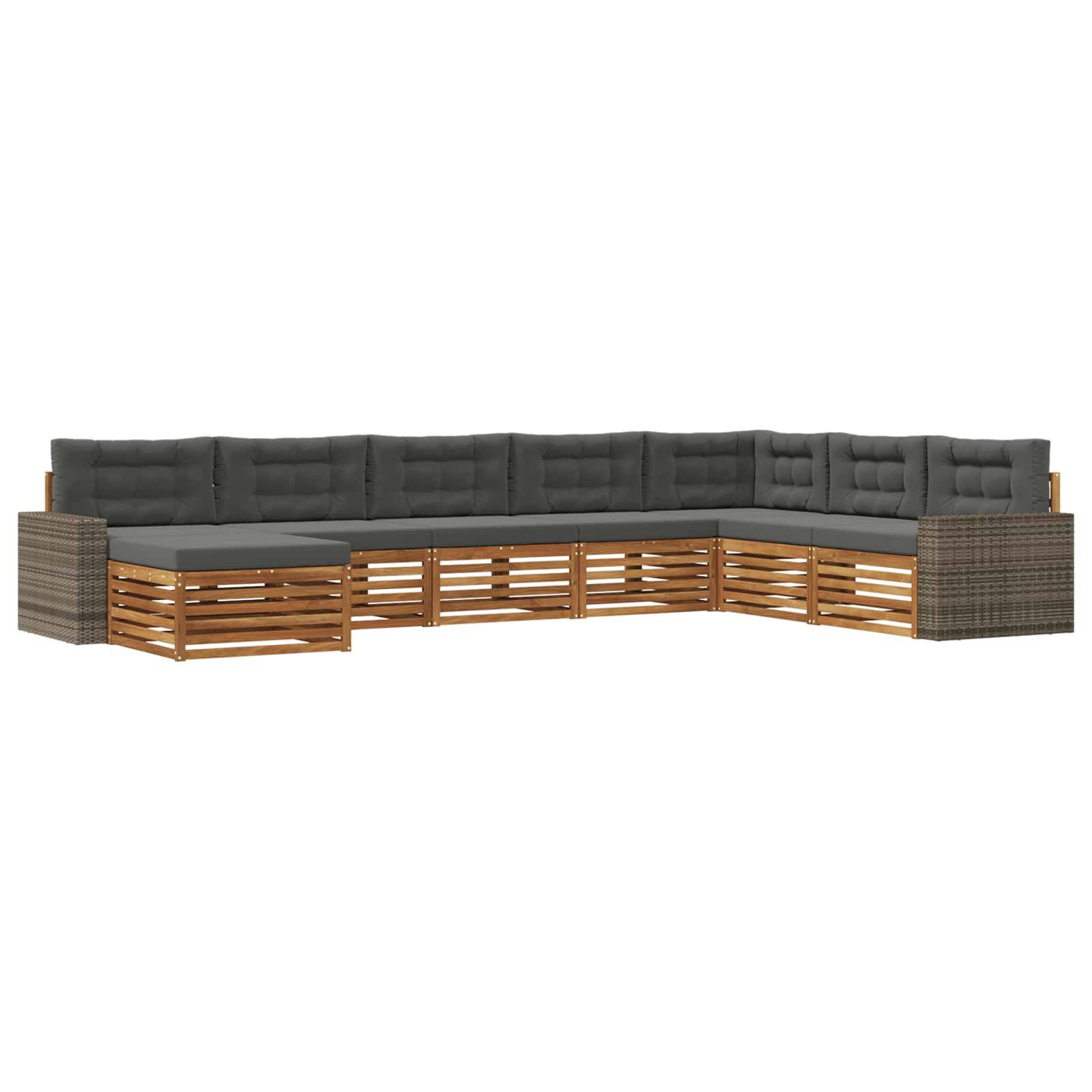 vidaXL Outdoor-Sofagarnitur mit Kissen 8 pcs Natur und Anthrazit