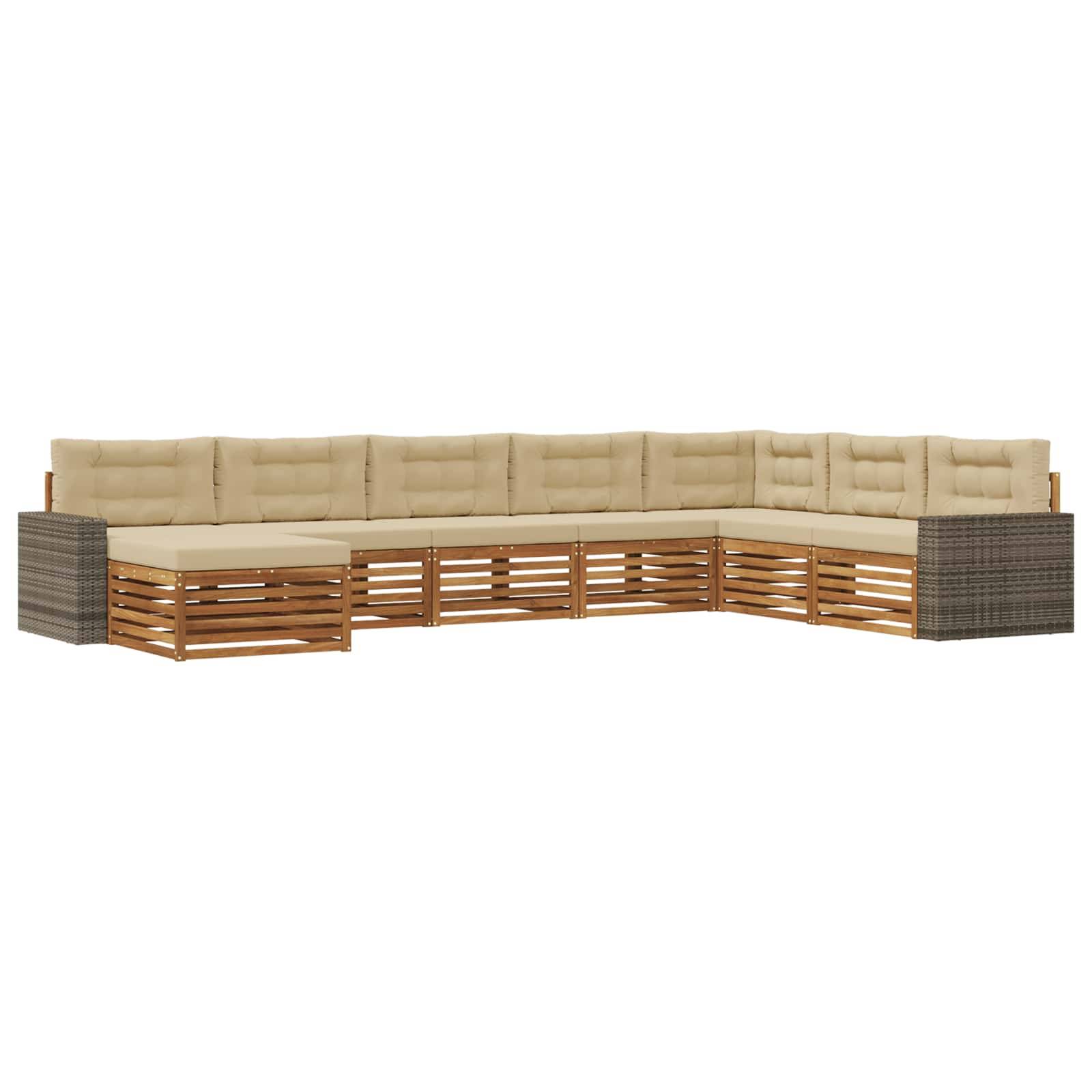 vidaXL Outdoor-Sofagarnitur mit Kissen 8 pcs Natur und Beige