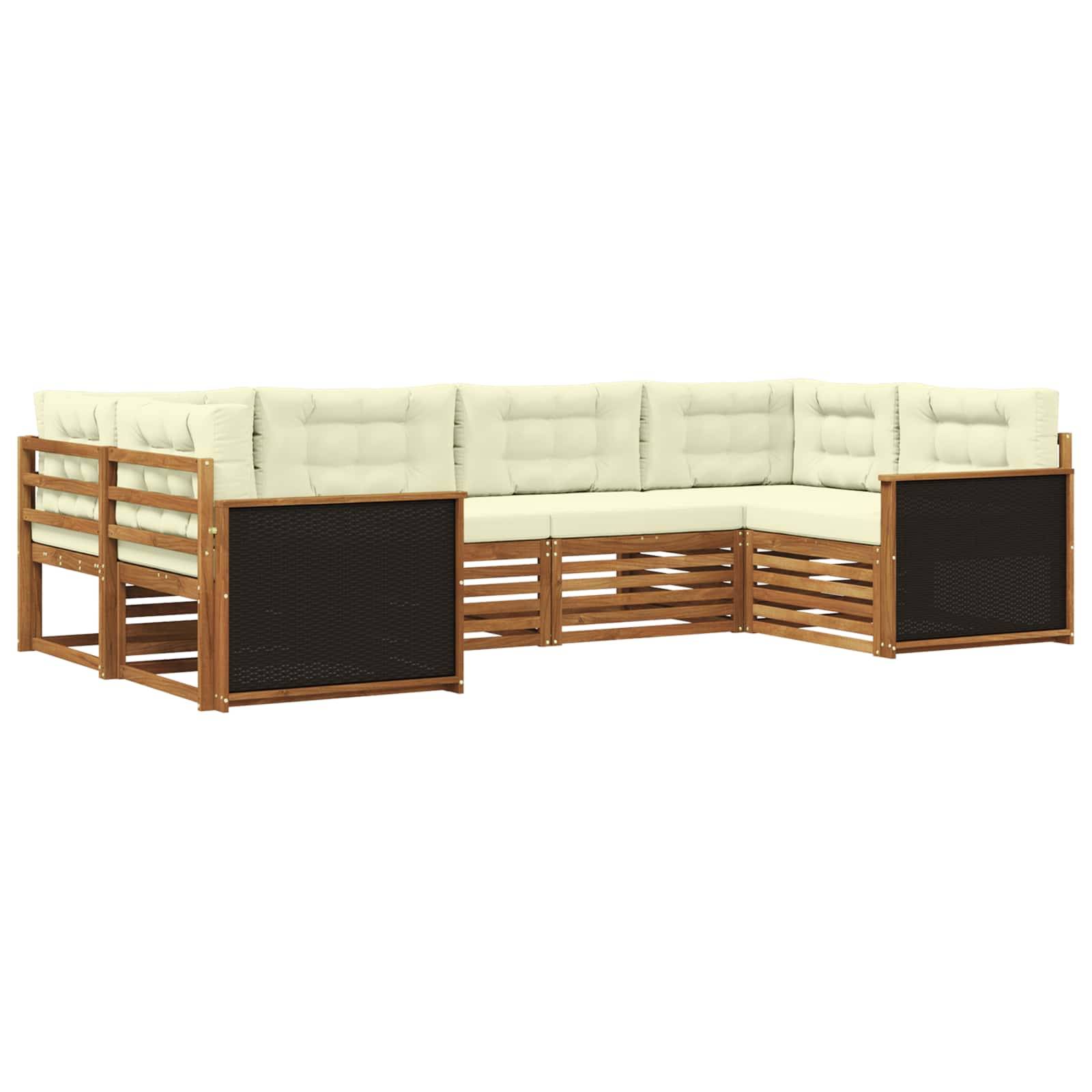 vidaXL Outdoor-Sofagarnitur mit Kissen 6 pcs Natur und Creme