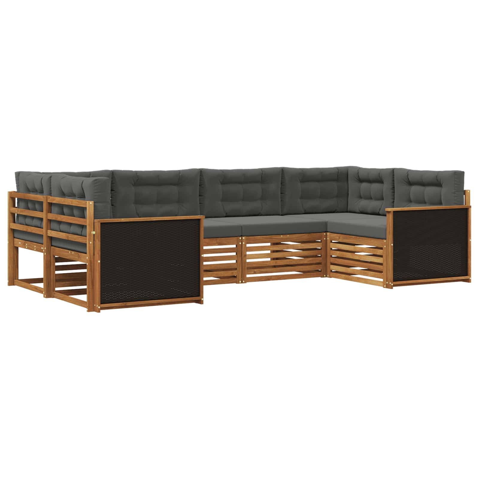 vidaXL Outdoor-Sofagarnitur mit Kissen 6 pcs Natur und Anthrazit