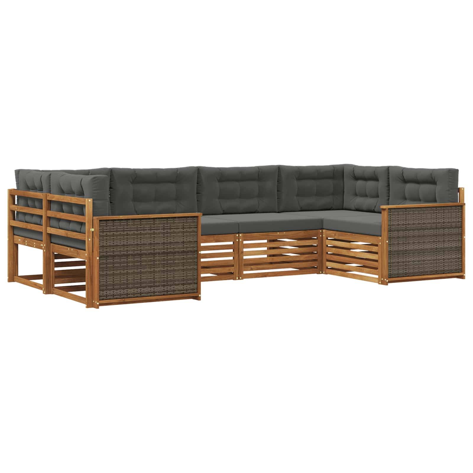 vidaXL Outdoor-Sofagarnitur mit Kissen 6 pcs Natur und Anthrazit