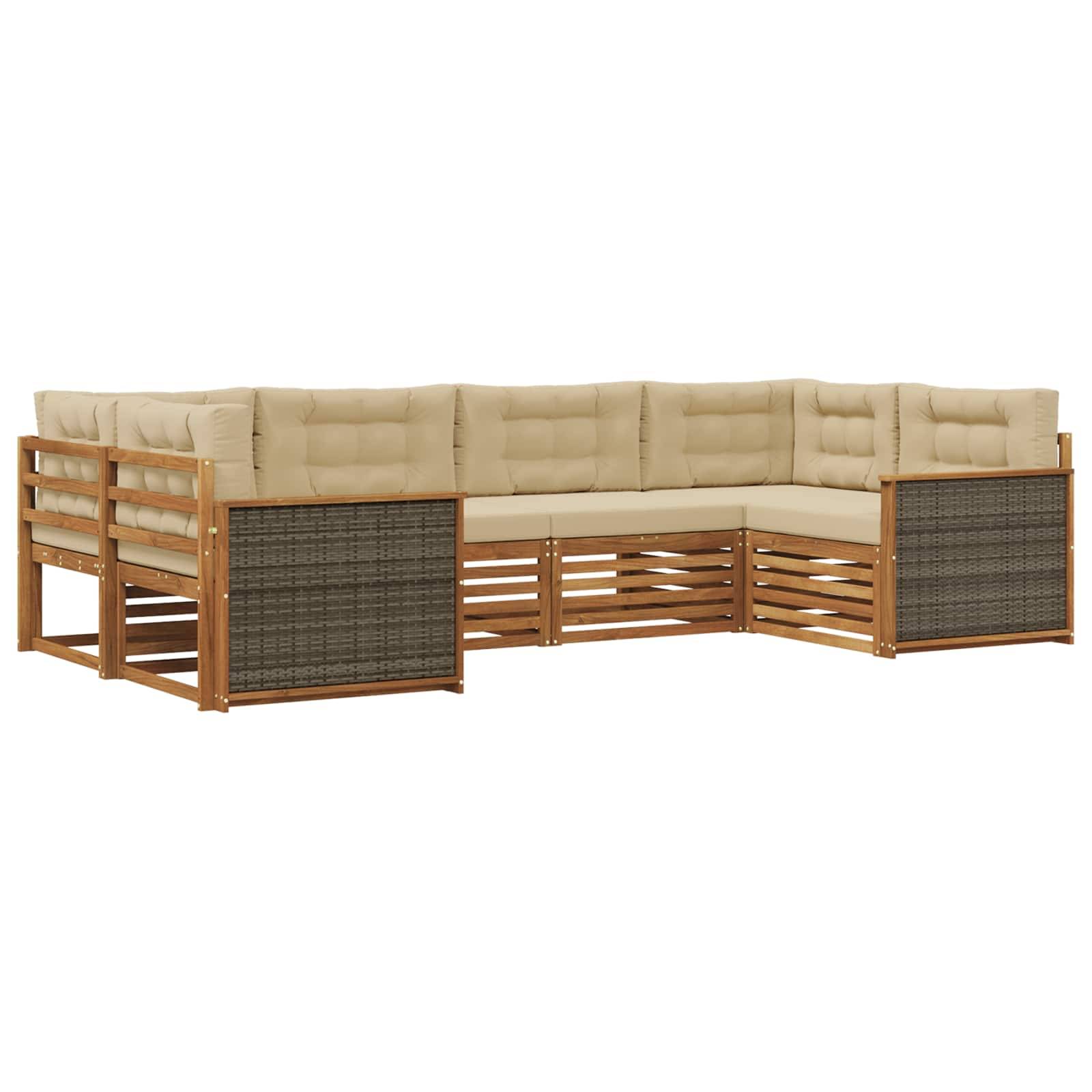 vidaXL Outdoor-Sofagarnitur mit Kissen 6 pcs Natur und Beige