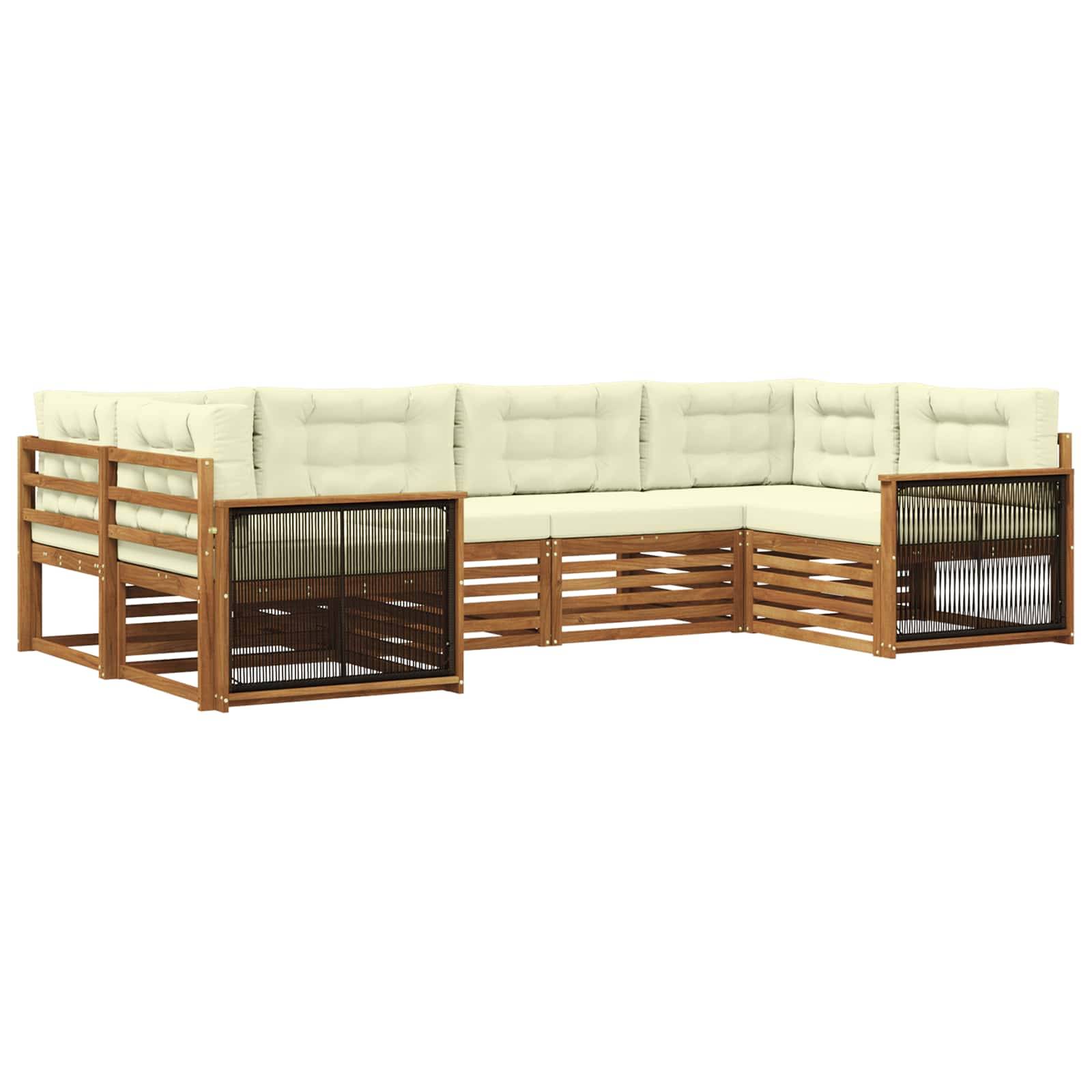 vidaXL Outdoor-Sofagarnitur mit Kissen 6 pcs Natur und Creme