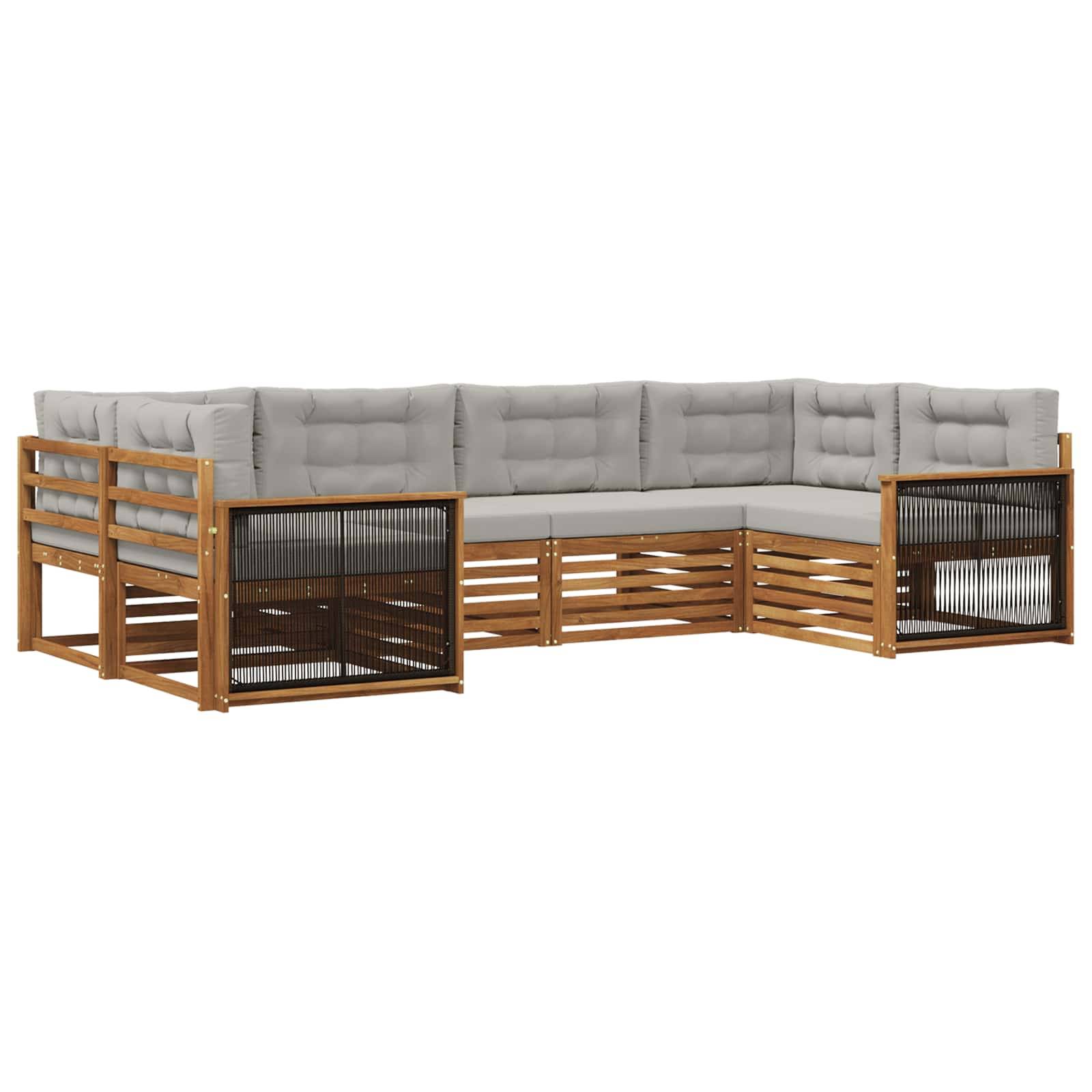 vidaXL Outdoor-Sofagarnitur mit Kissen 6 pcs Natürlich und Hellgrau