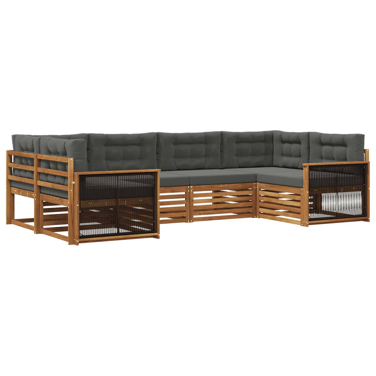 vidaXL Outdoor-Sofagarnitur mit Kissen 6 pcs Natur und Anthrazit