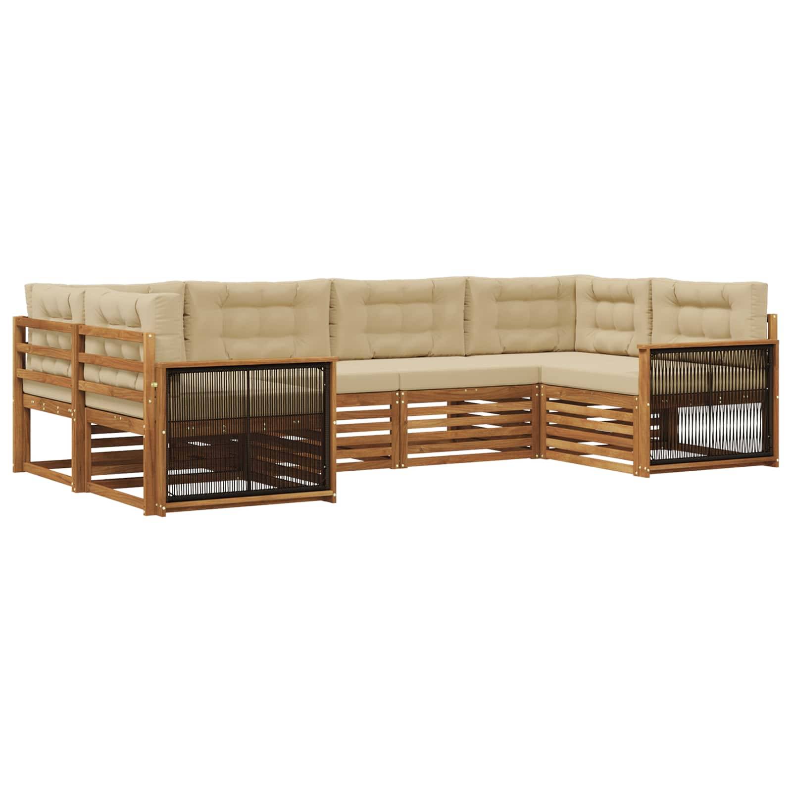 vidaXL Outdoor-Sofagarnitur mit Kissen 6 pcs Natur und Beige
