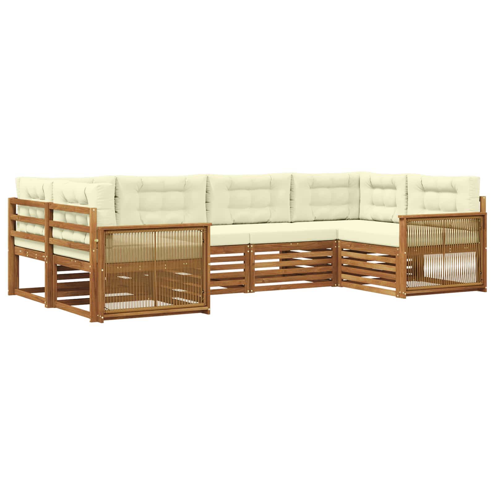 vidaXL Outdoor-Sofagarnitur mit Kissen 6 pcs Natur und Creme