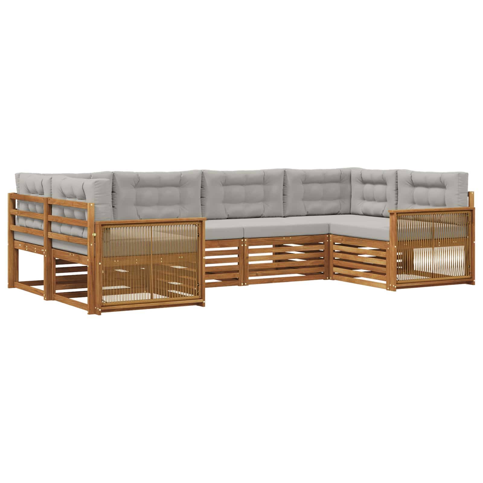 vidaXL Outdoor-Sofagarnitur mit Kissen 6 pcs Natürlich und Hellgrau
