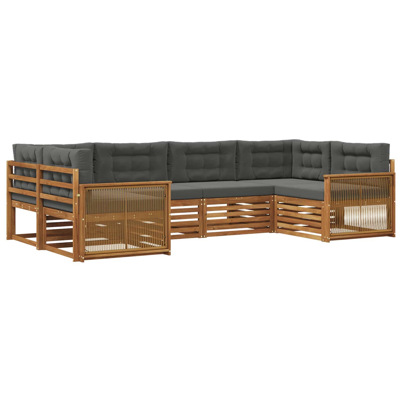 vidaXL Outdoor-Sofagarnitur mit Kissen 6 pcs Natur und Anthrazit