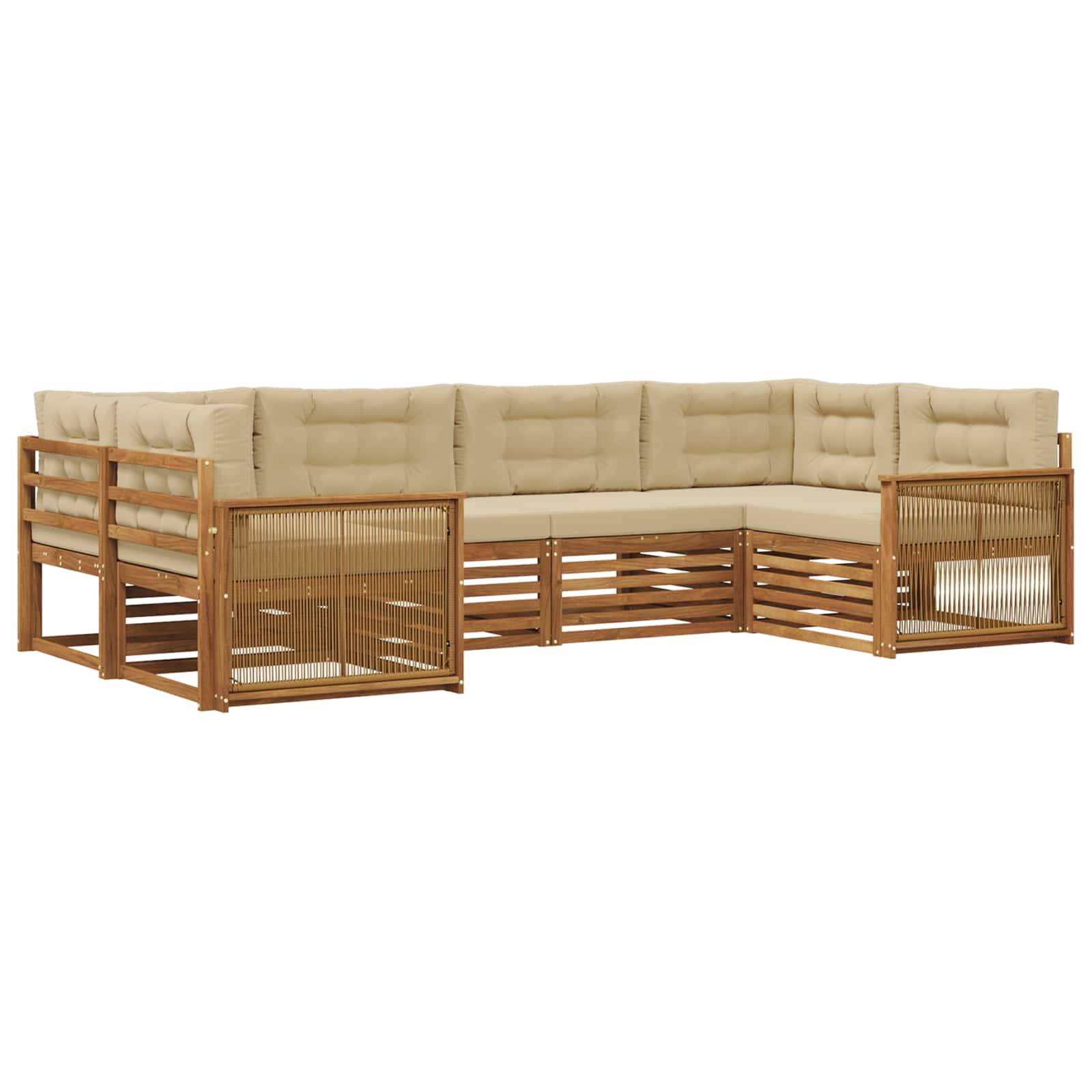 vidaXL Outdoor-Sofagarnitur mit Kissen 6 pcs Natur und Beige