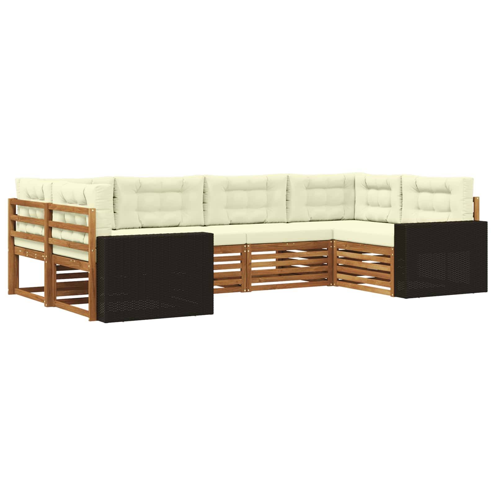vidaXL Outdoor-Sofagarnitur mit Kissen 6 pcs Natur und Creme