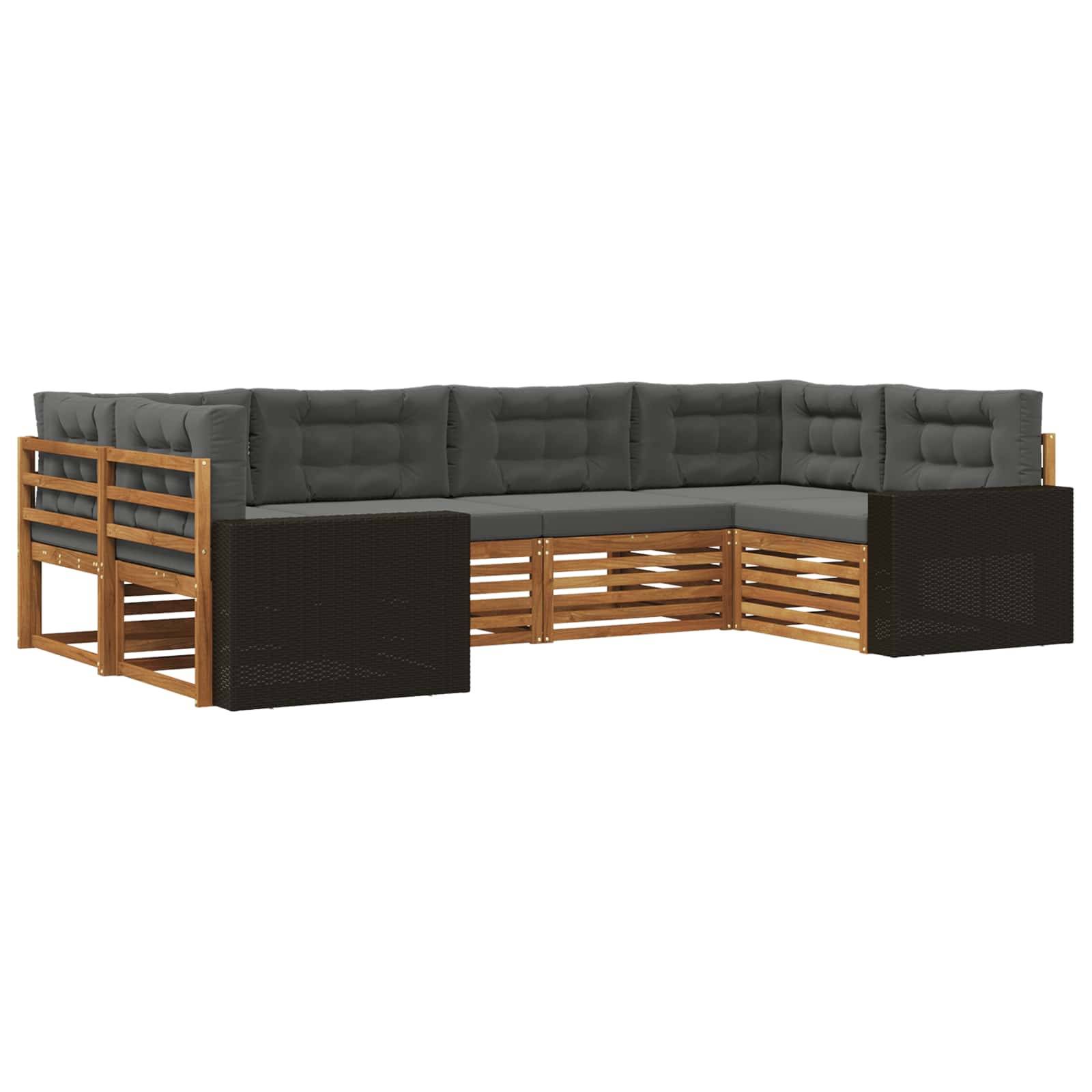 vidaXL Outdoor-Sofagarnitur mit Kissen 6 pcs Natur und Anthrazit