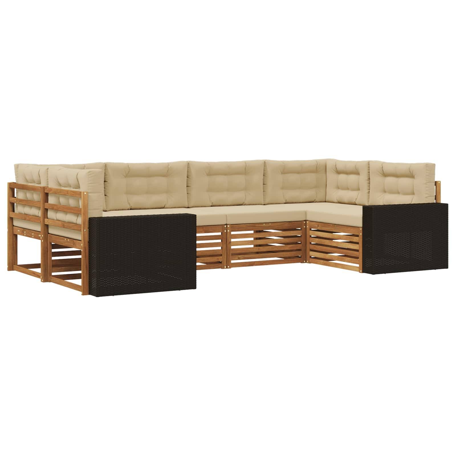 vidaXL Outdoor-Sofagarnitur mit Kissen 6 pcs Natur und Beige