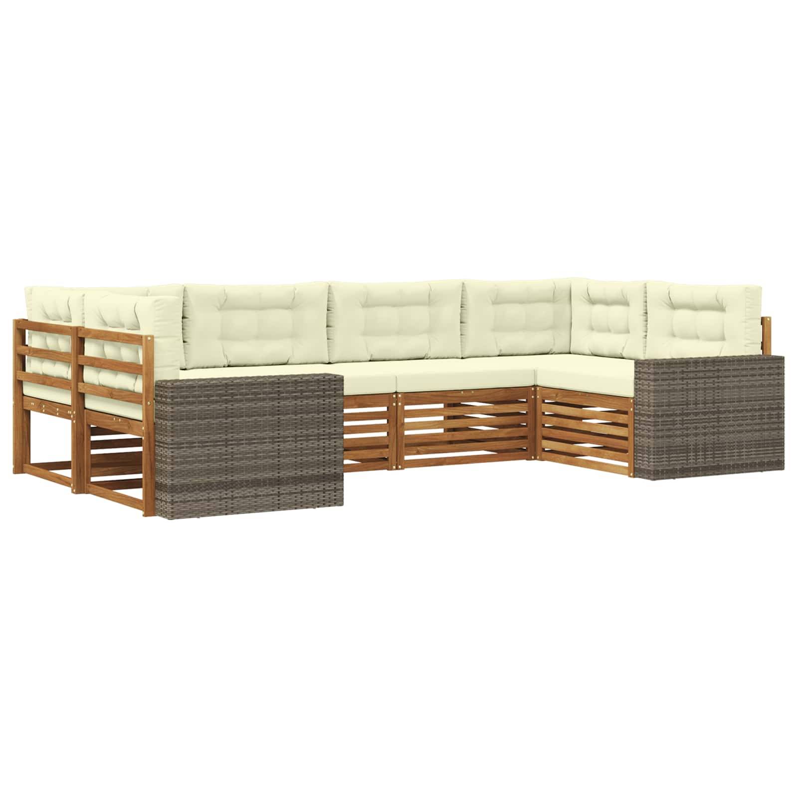 vidaXL Outdoor-Sofagarnitur mit Kissen 6 pcs Natur und Creme