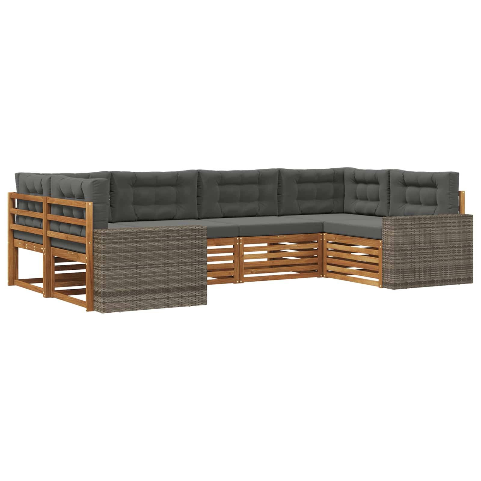 vidaXL Outdoor-Sofagarnitur mit Kissen 6 pcs Natur und Anthrazit