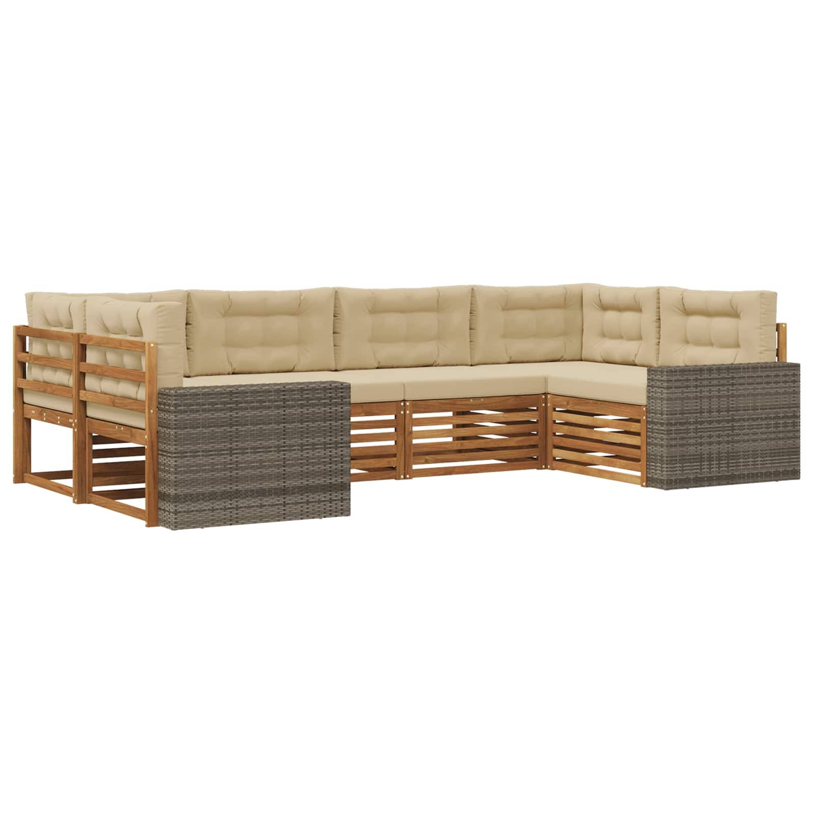 vidaXL Outdoor-Sofagarnitur mit Kissen 6 pcs Natur und Beige