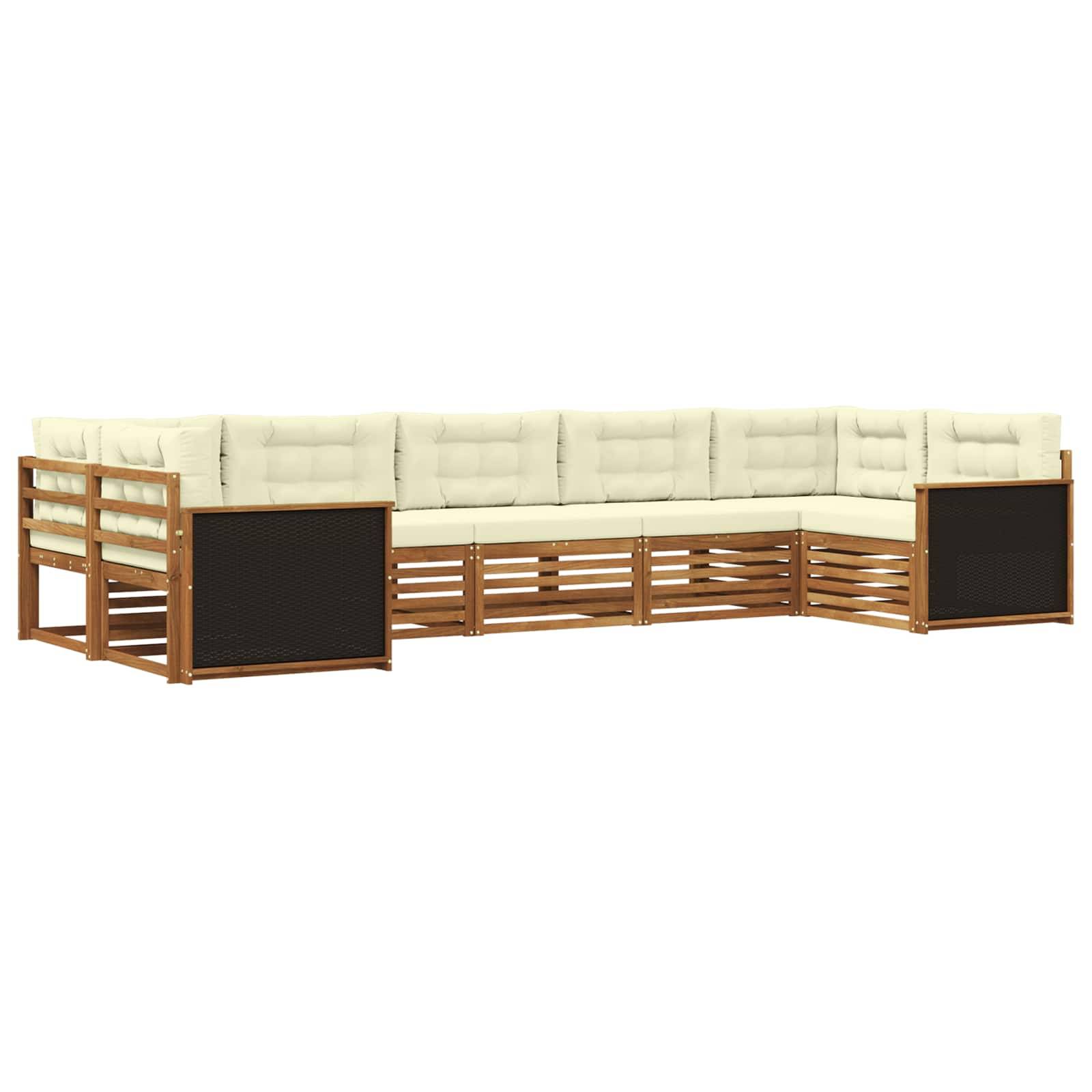 vidaXL Outdoor-Sofagarnitur mit Kissen 7 pcs Natur und Creme