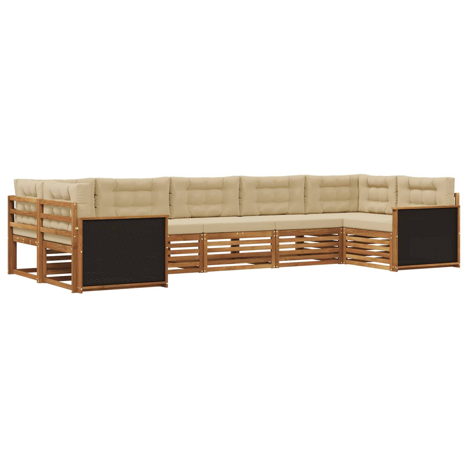 vidaXL Outdoor-Sofagarnitur mit Kissen 7 pcs Natur und Beige