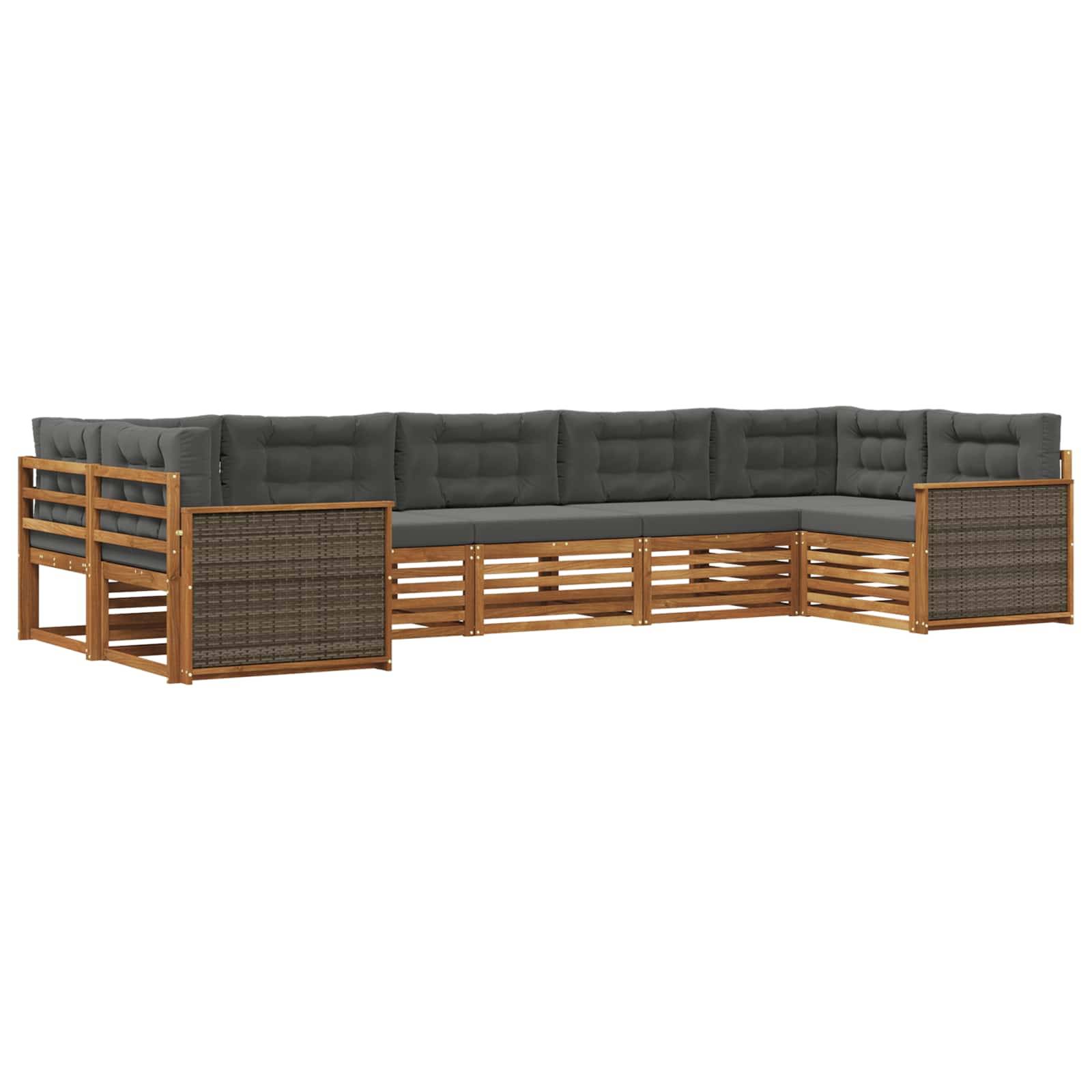 vidaXL Outdoor-Sofagarnitur mit Kissen 7 pcs Natur und Anthrazit