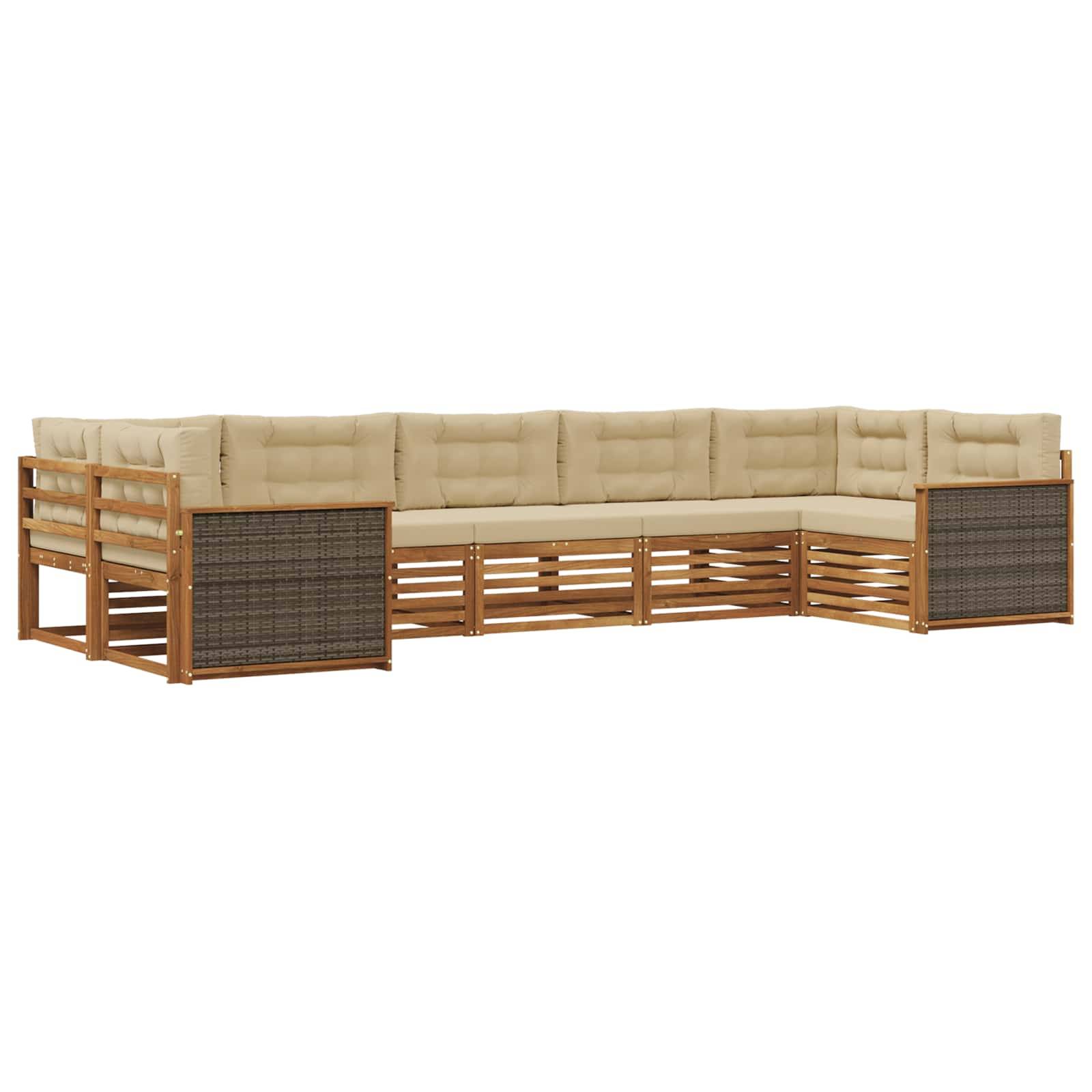 vidaXL Outdoor-Sofagarnitur mit Kissen 7 pcs Natur und Beige