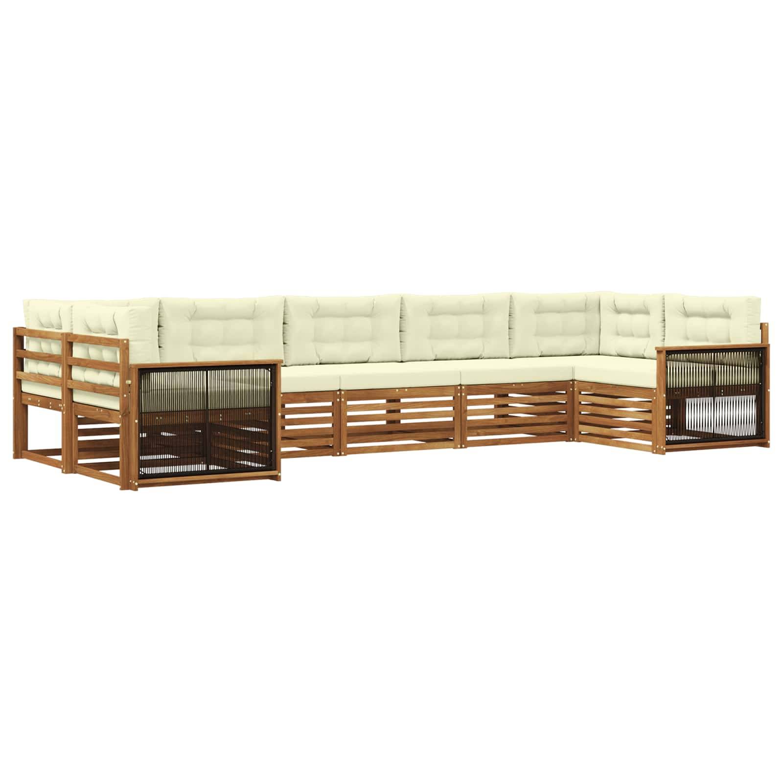 vidaXL Outdoor-Sofagarnitur mit Kissen 7 pcs Natur und Creme
