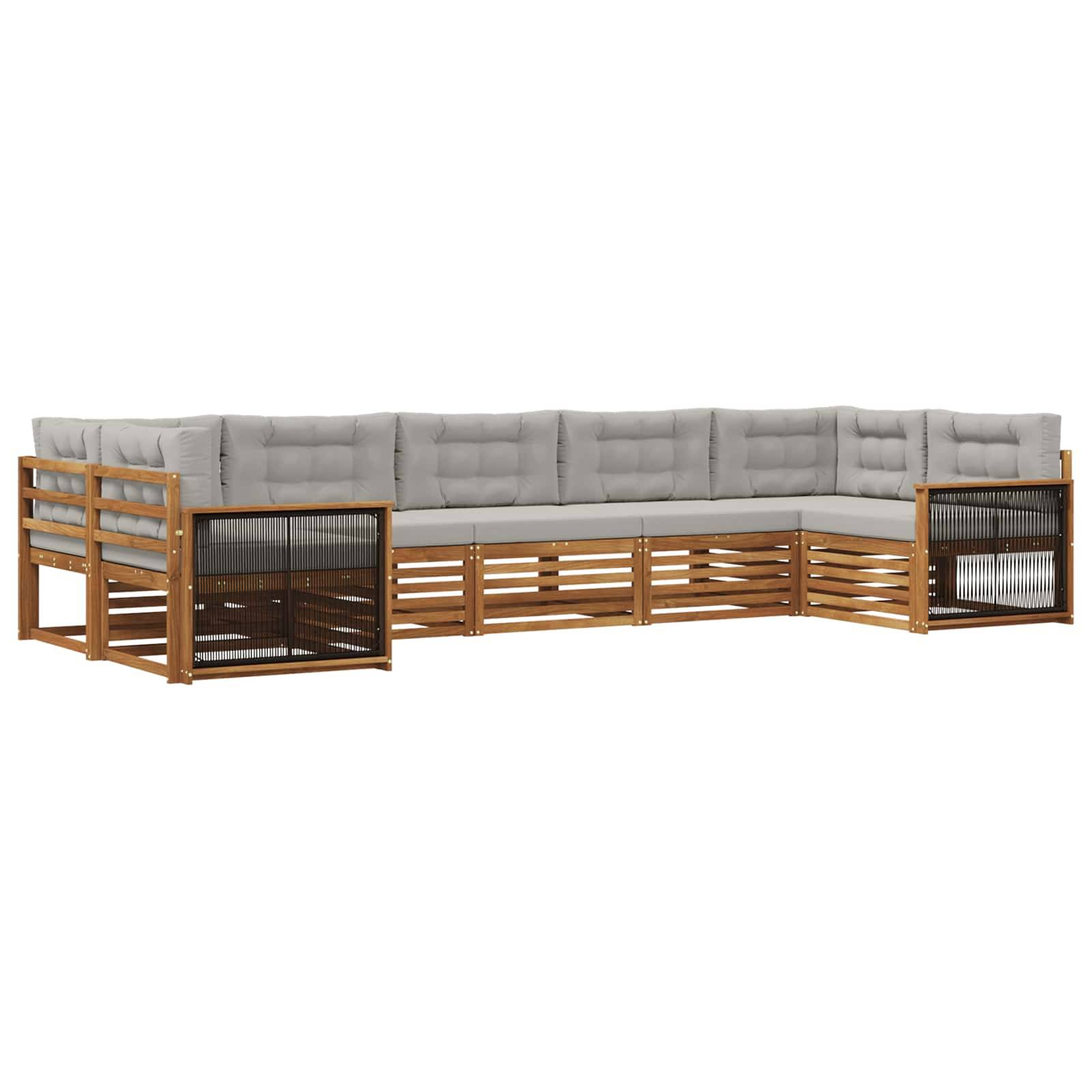 vidaXL Outdoor-Sofagarnitur mit Kissen 7 pcs Natürlich und Hellgrau