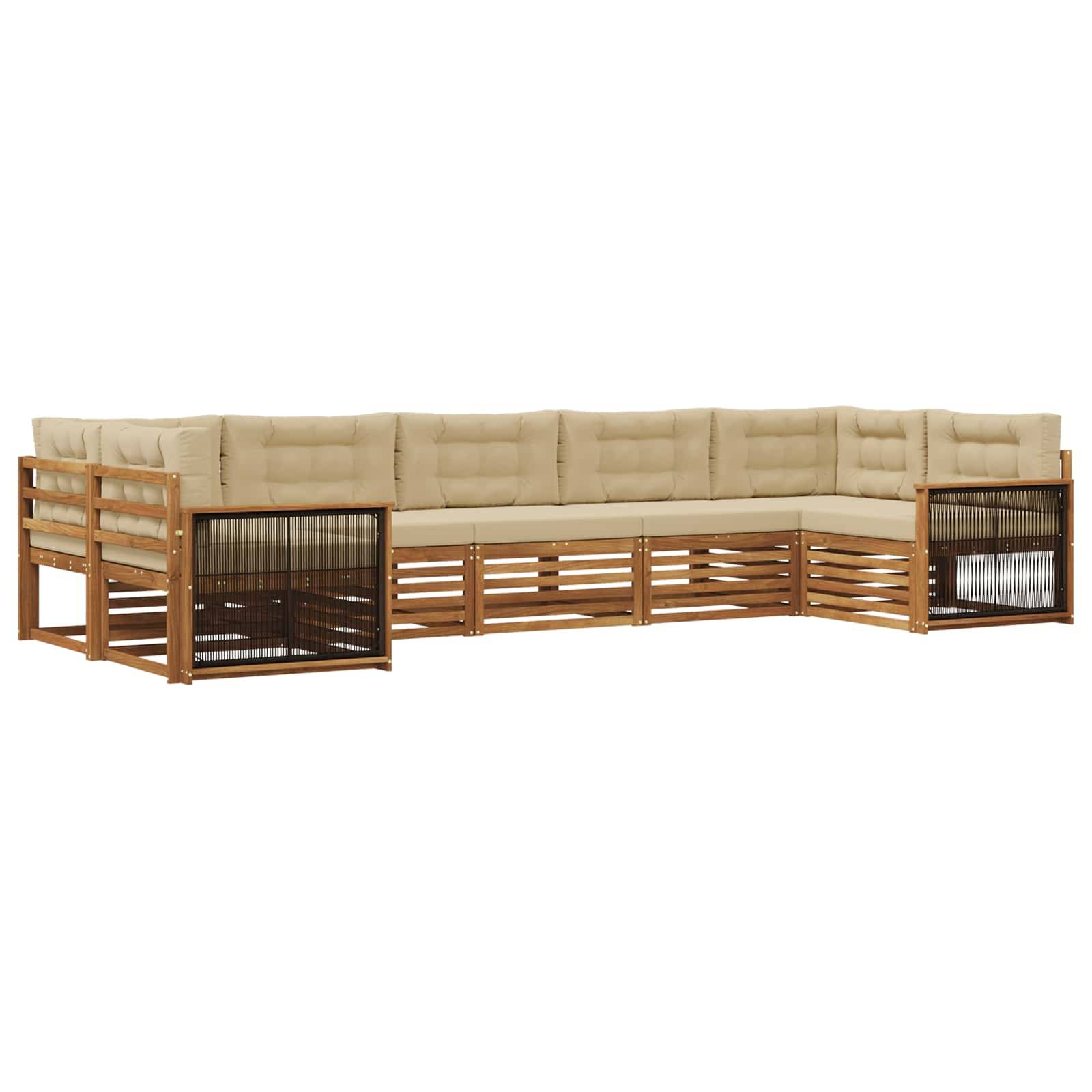 vidaXL Outdoor-Sofagarnitur mit Kissen 7 pcs Natur und Beige