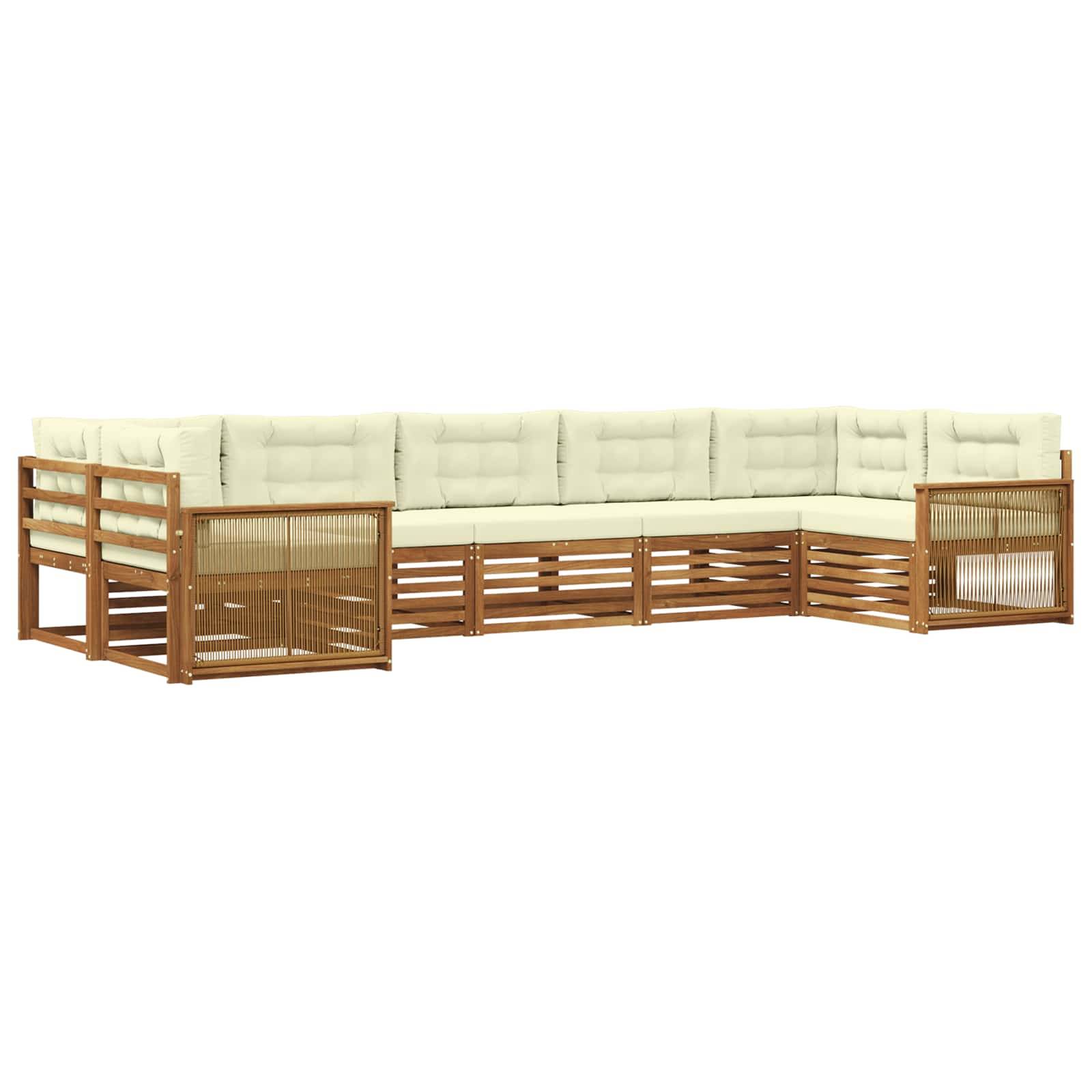 vidaXL Outdoor-Sofagarnitur mit Kissen 7 pcs Natur und Creme