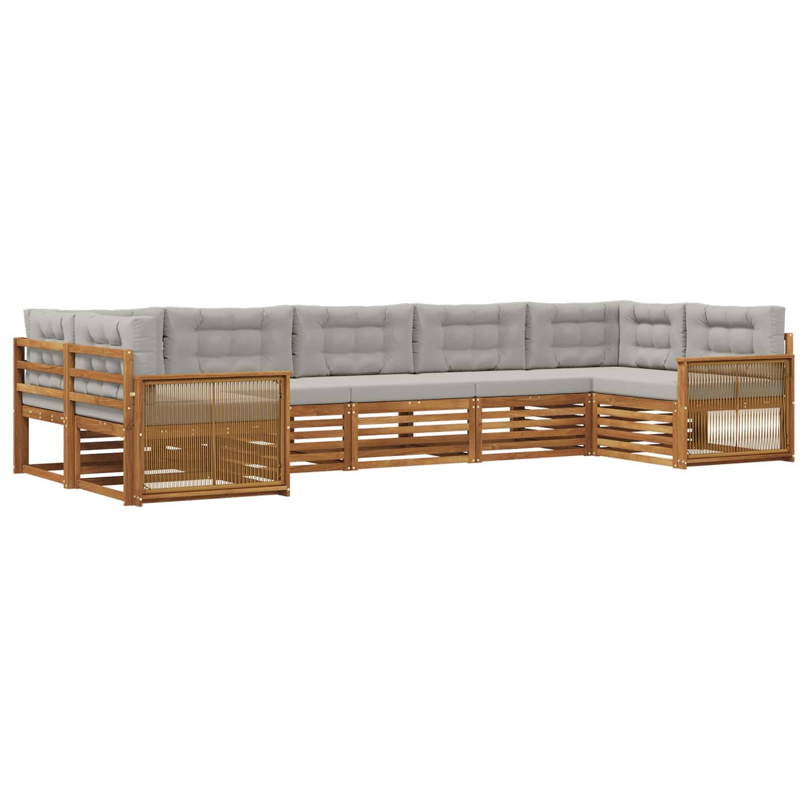 vidaXL Outdoor-Sofagarnitur mit Kissen 7 pcs Natürlich und Hellgrau