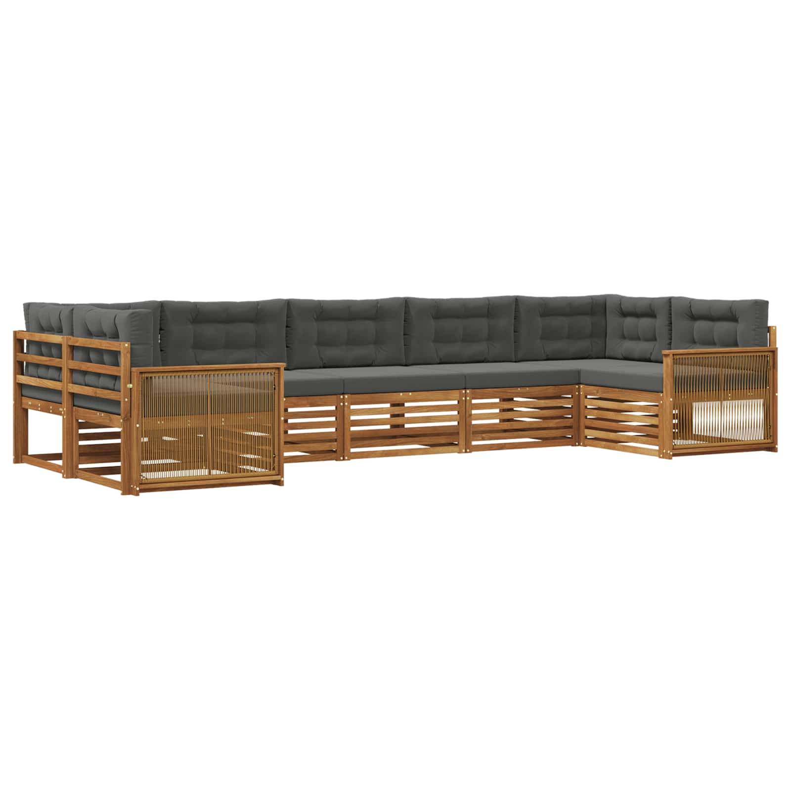 vidaXL Outdoor-Sofagarnitur mit Kissen 7 pcs Natur und Anthrazit