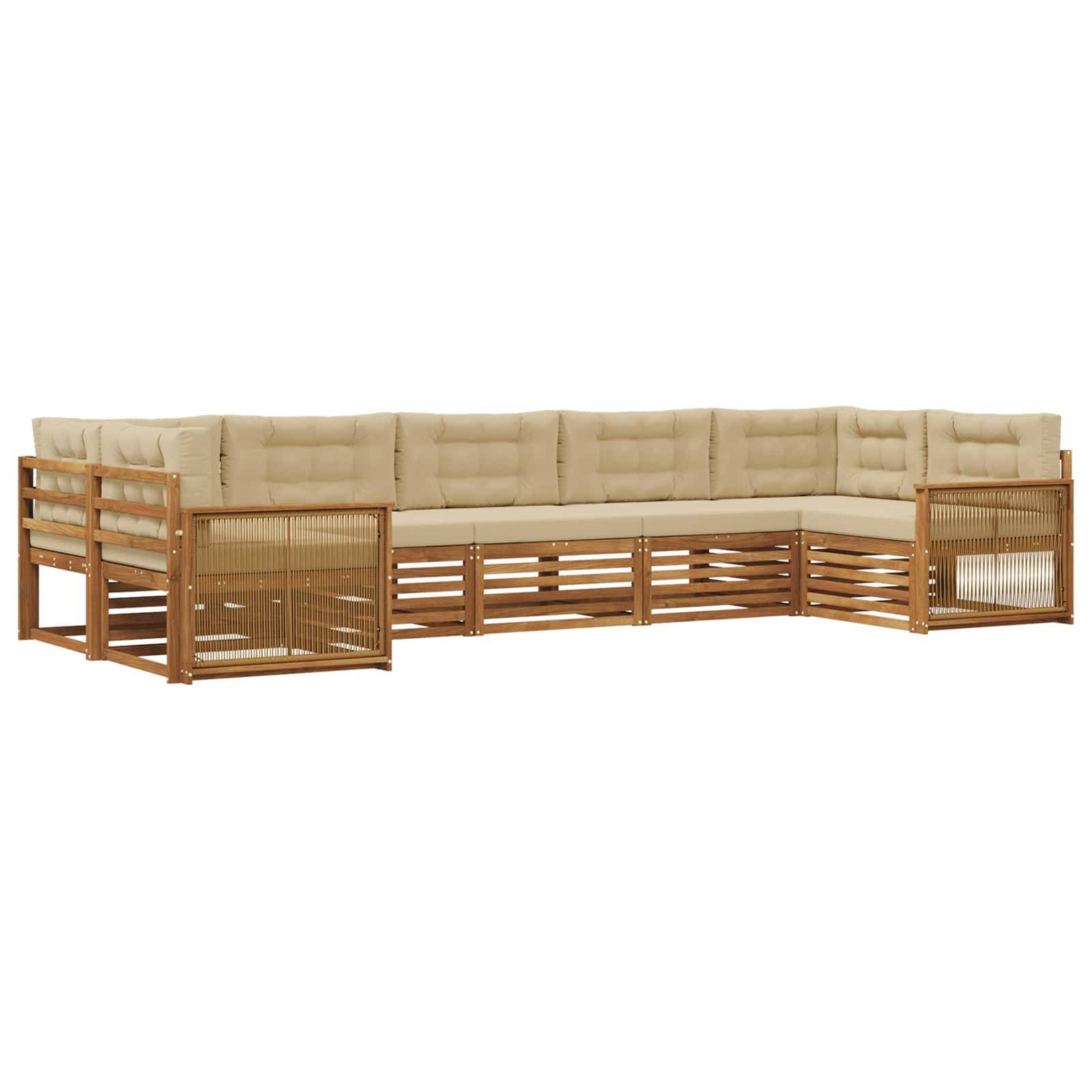 vidaXL Outdoor-Sofagarnitur mit Kissen 7 pcs Natur und Beige