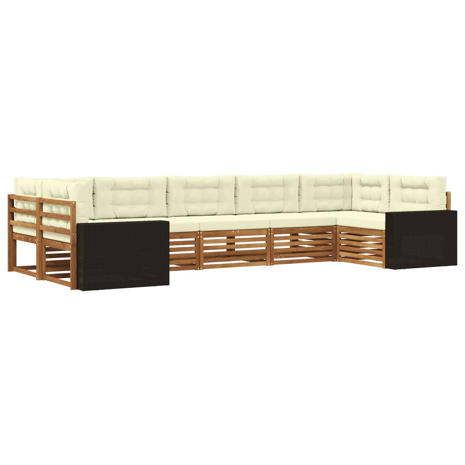 vidaXL Outdoor-Sofagarnitur mit Kissen 7 pcs Natur und Creme