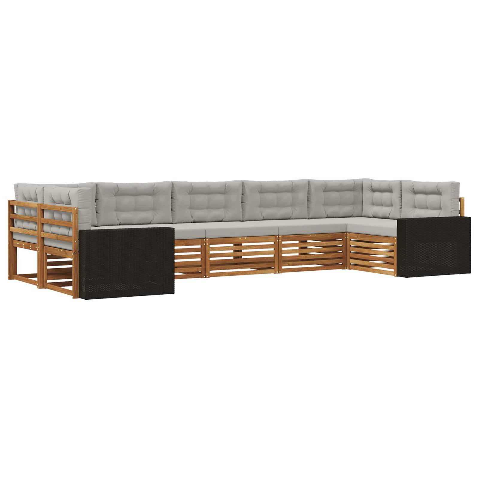 vidaXL Outdoor-Sofagarnitur mit Kissen 7 pcs Natürlich und Hellgrau