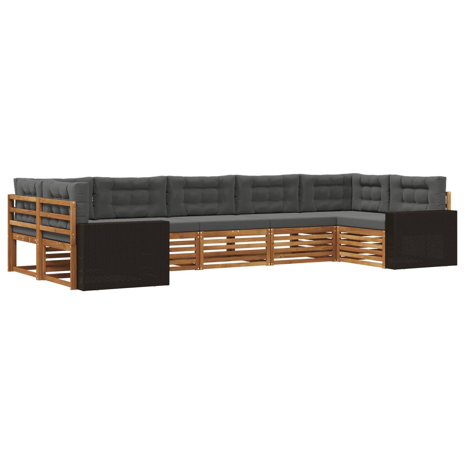 vidaXL Outdoor-Sofagarnitur mit Kissen 7 pcs Natur und Anthrazit