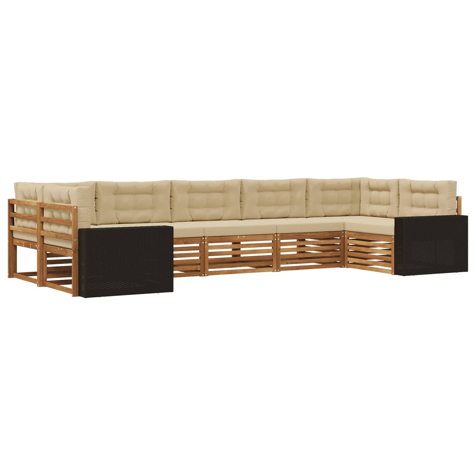 vidaXL Outdoor-Sofagarnitur mit Kissen 7 pcs Natur und Beige