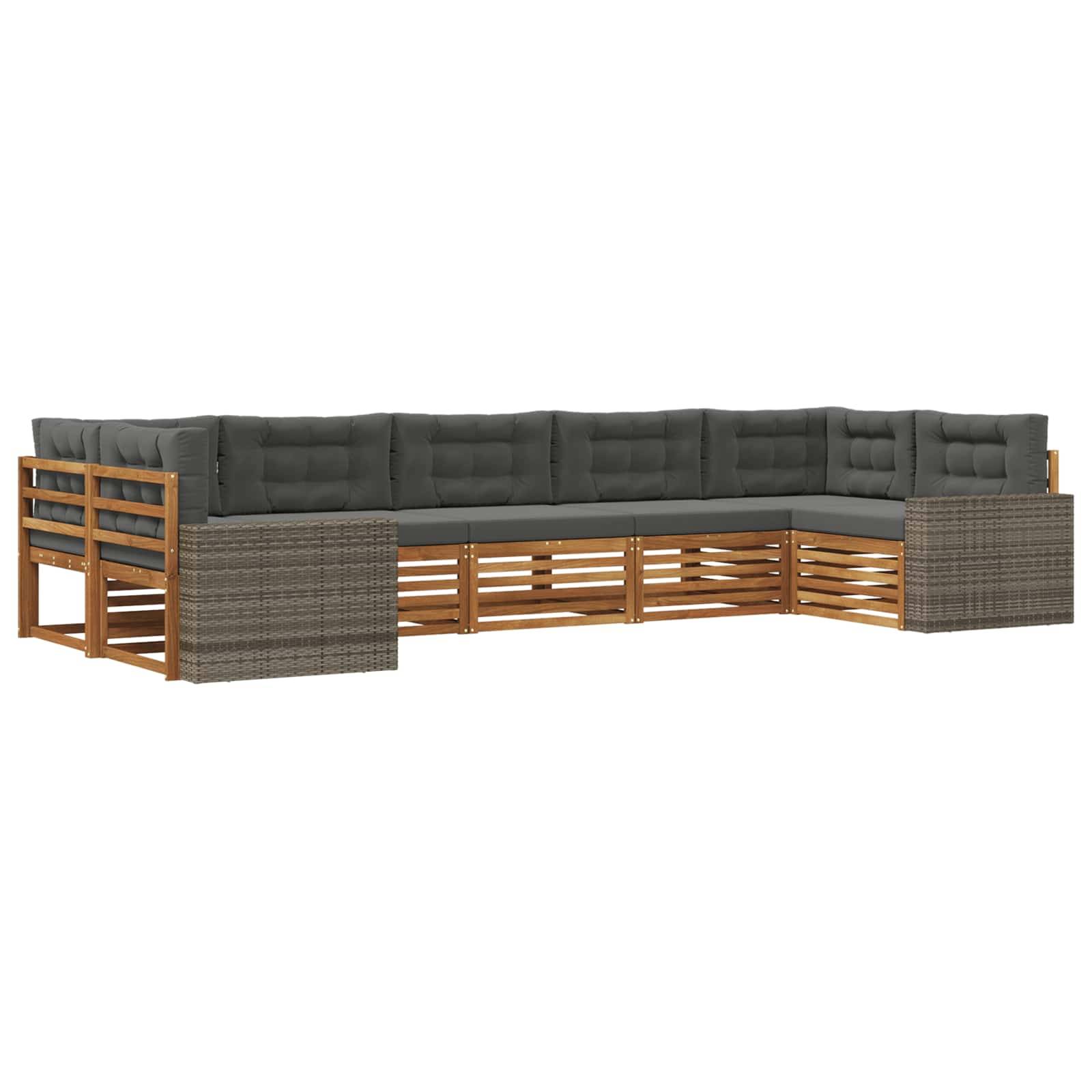 vidaXL Outdoor-Sofagarnitur mit Kissen 7 pcs Natur und Anthrazit