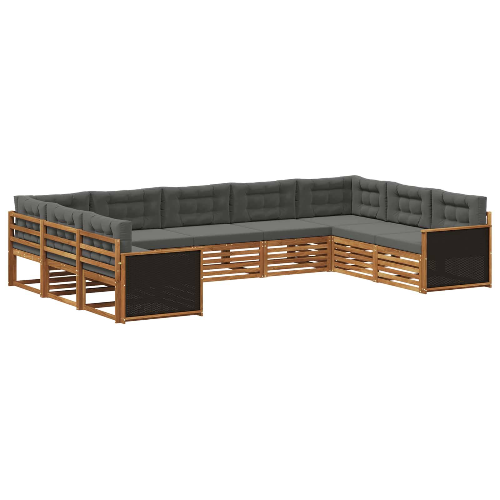 vidaXL Outdoor-Sofagarnitur mit Kissen 9 pcs Natur und Anthrazit