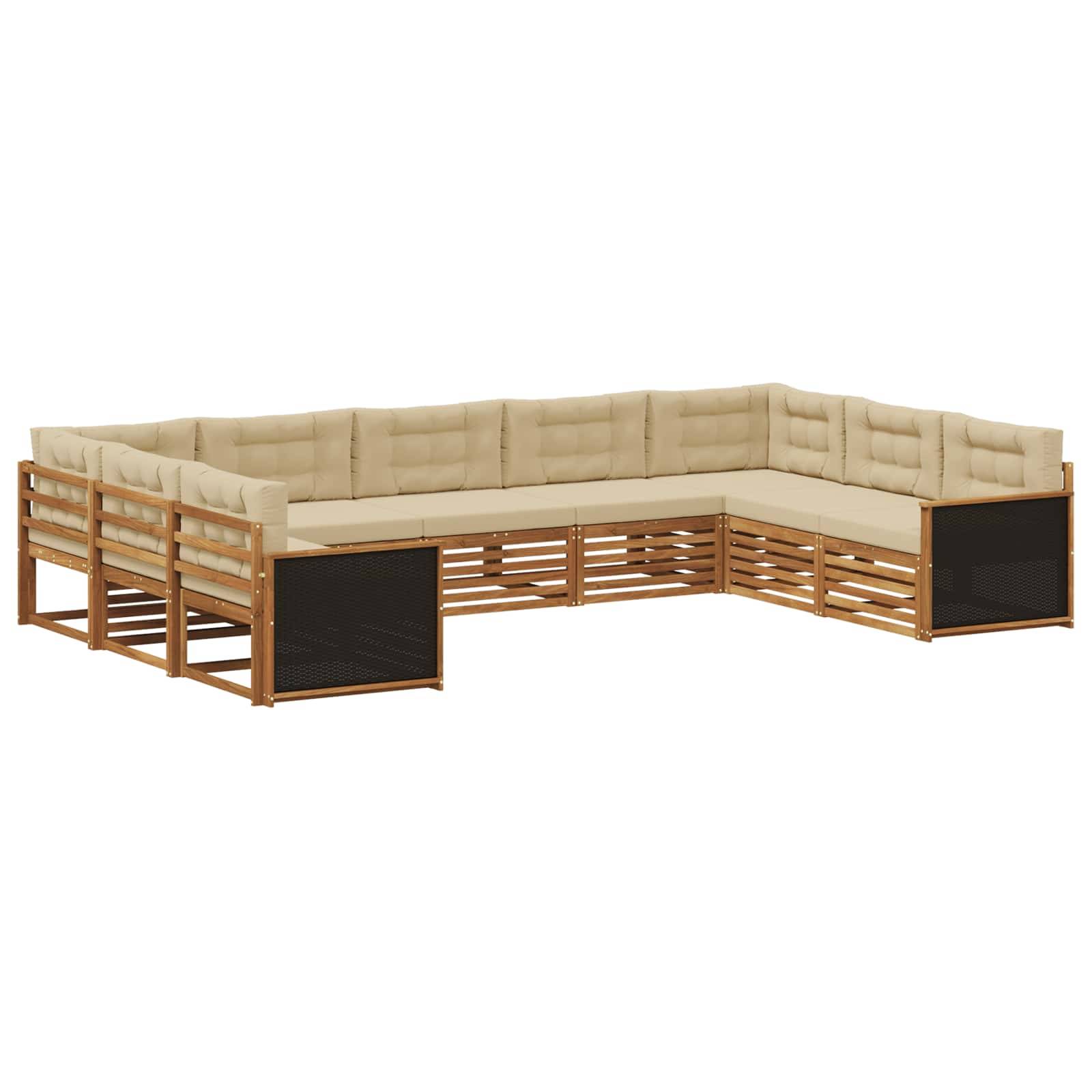 vidaXL Outdoor-Sofagarnitur 9 pcs Natur und Beige Massivholz Akazie