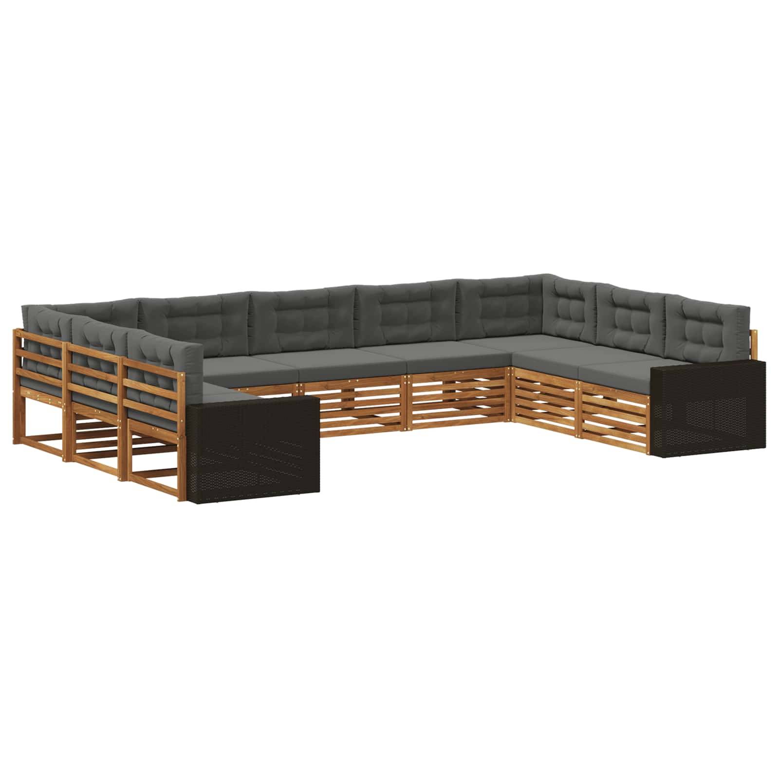 vidaXL Outdoor-Sofagarnitur mit Kissen 9 pcs Natur und Anthrazit