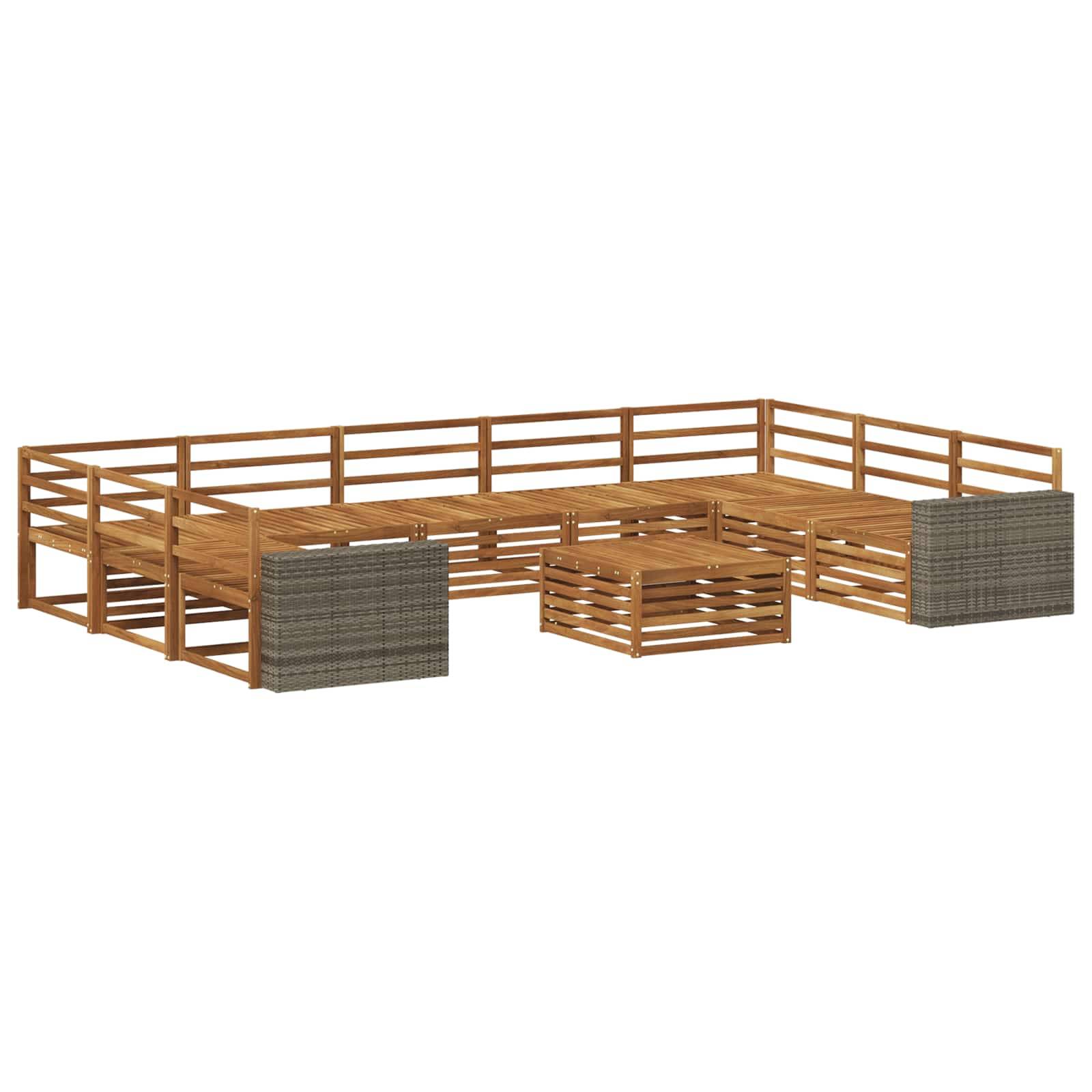 vidaXL Outdoor-Sofagarnitur 10 pcs Natur Massivholz Akazie