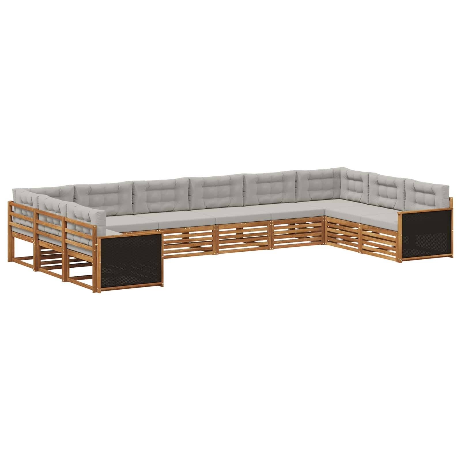 vidaXL Sofagarnituren mit Kissen 10 pcs Massivholz Akazie