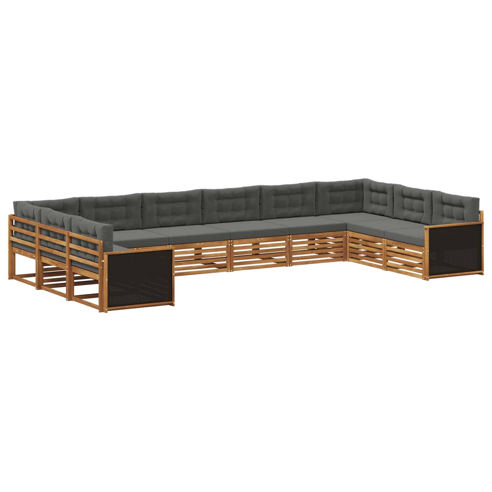 vidaXL Sofagarnituren mit Kissen 10 pcs Massivholz Akazie