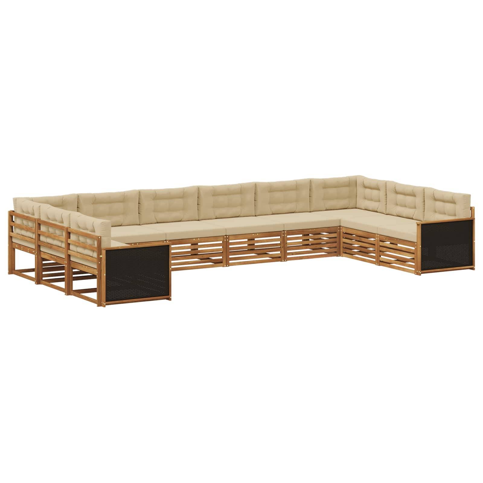 vidaXL Sofagarnituren mit Kissen 10 pcs Massivholz Akazie