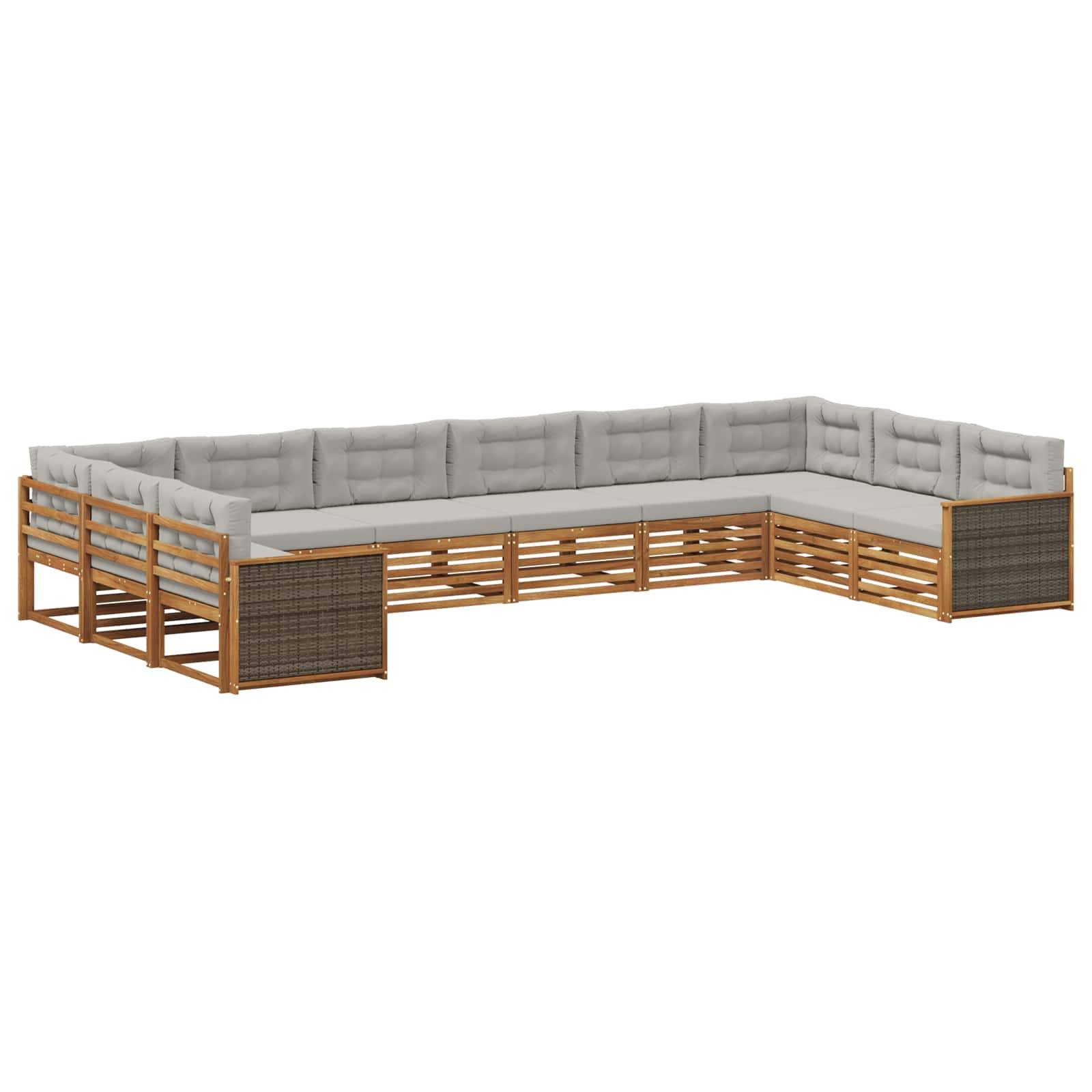 vidaXL Sofagarnituren mit Kissen 10 pcs Massivholz Akazie